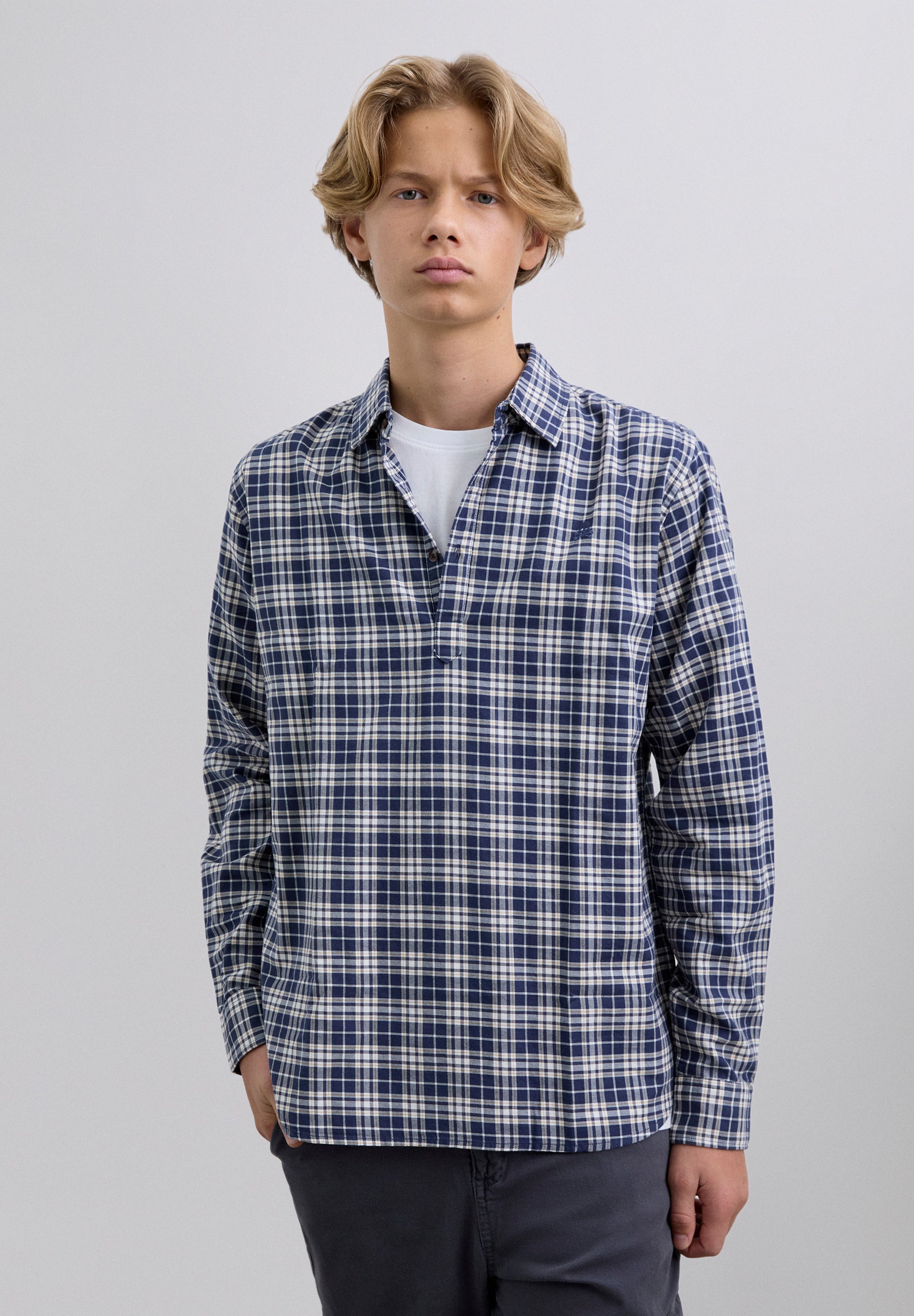 CAMISA POLERA CUADROS CALAVERA