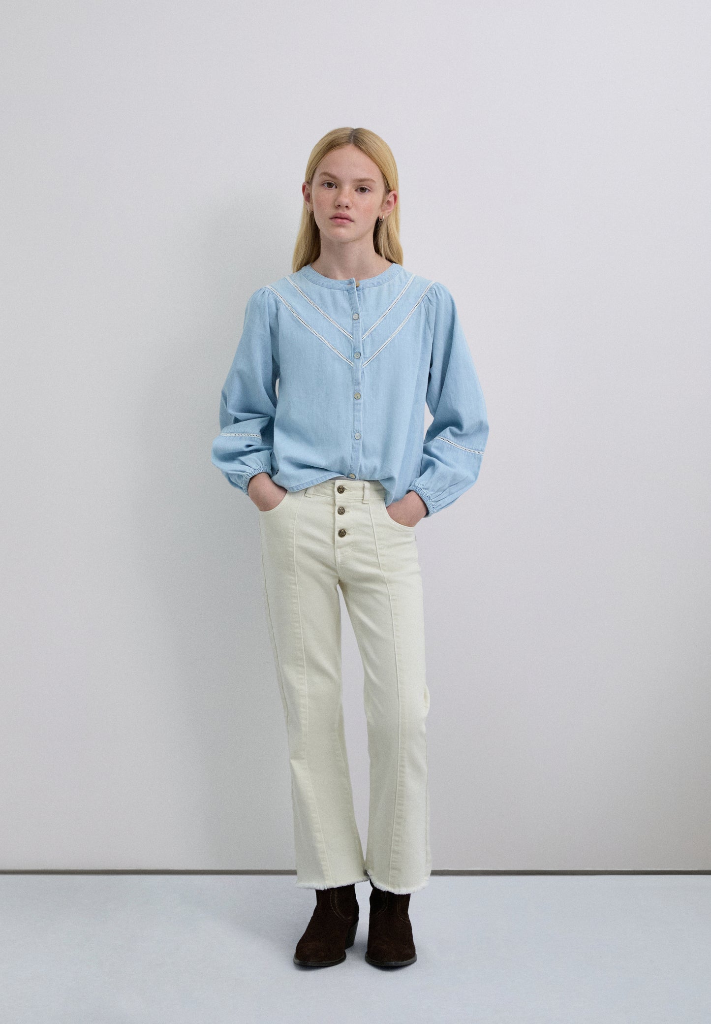 CAMISA MANGA ABULLONADA