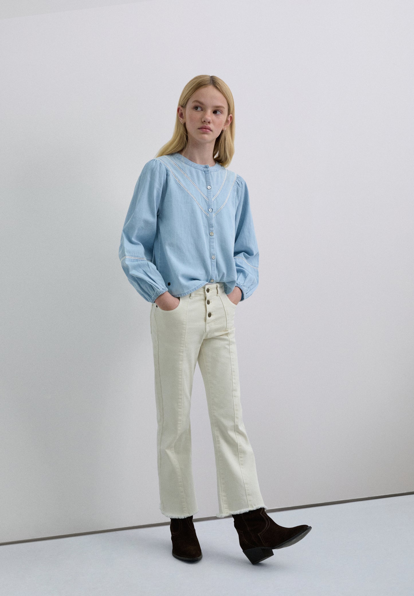 CAMISA MANGA ABULLONADA