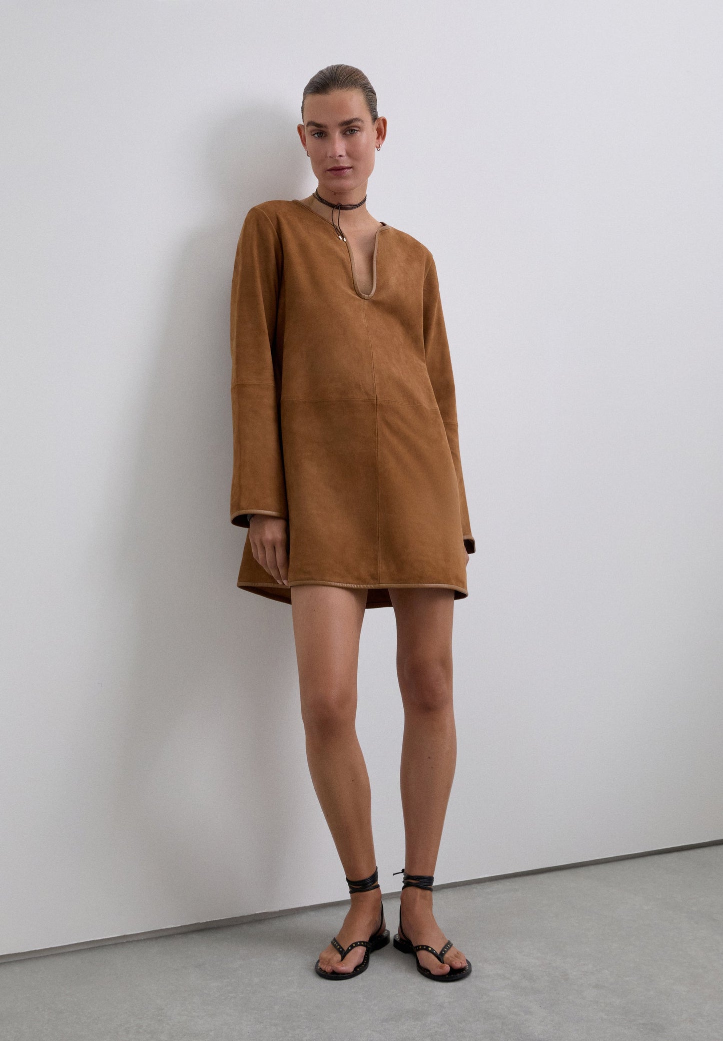 VESTIDO MINI PIEL ANTE