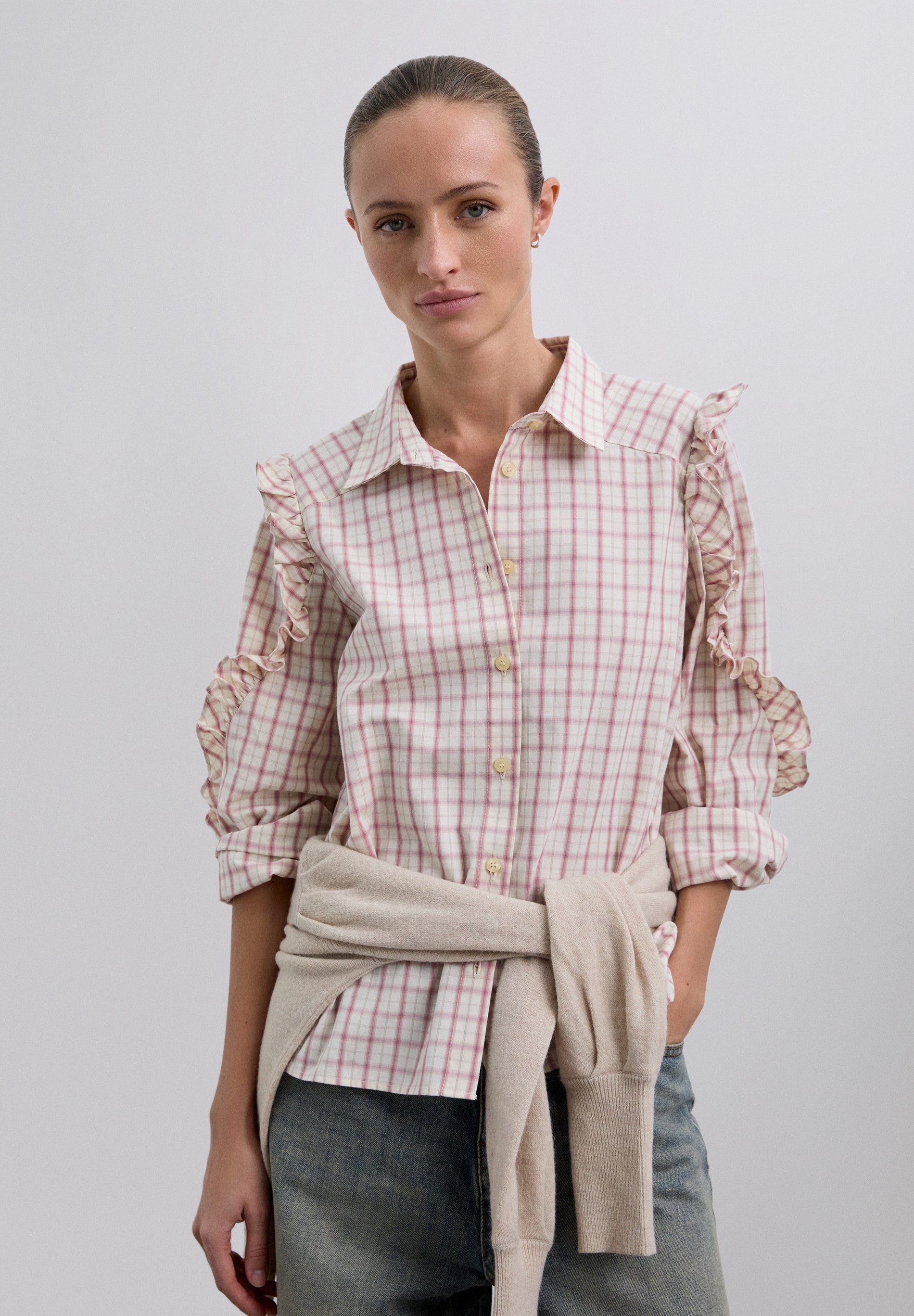 CAMISA CUADROS DETALLES FRUNCES