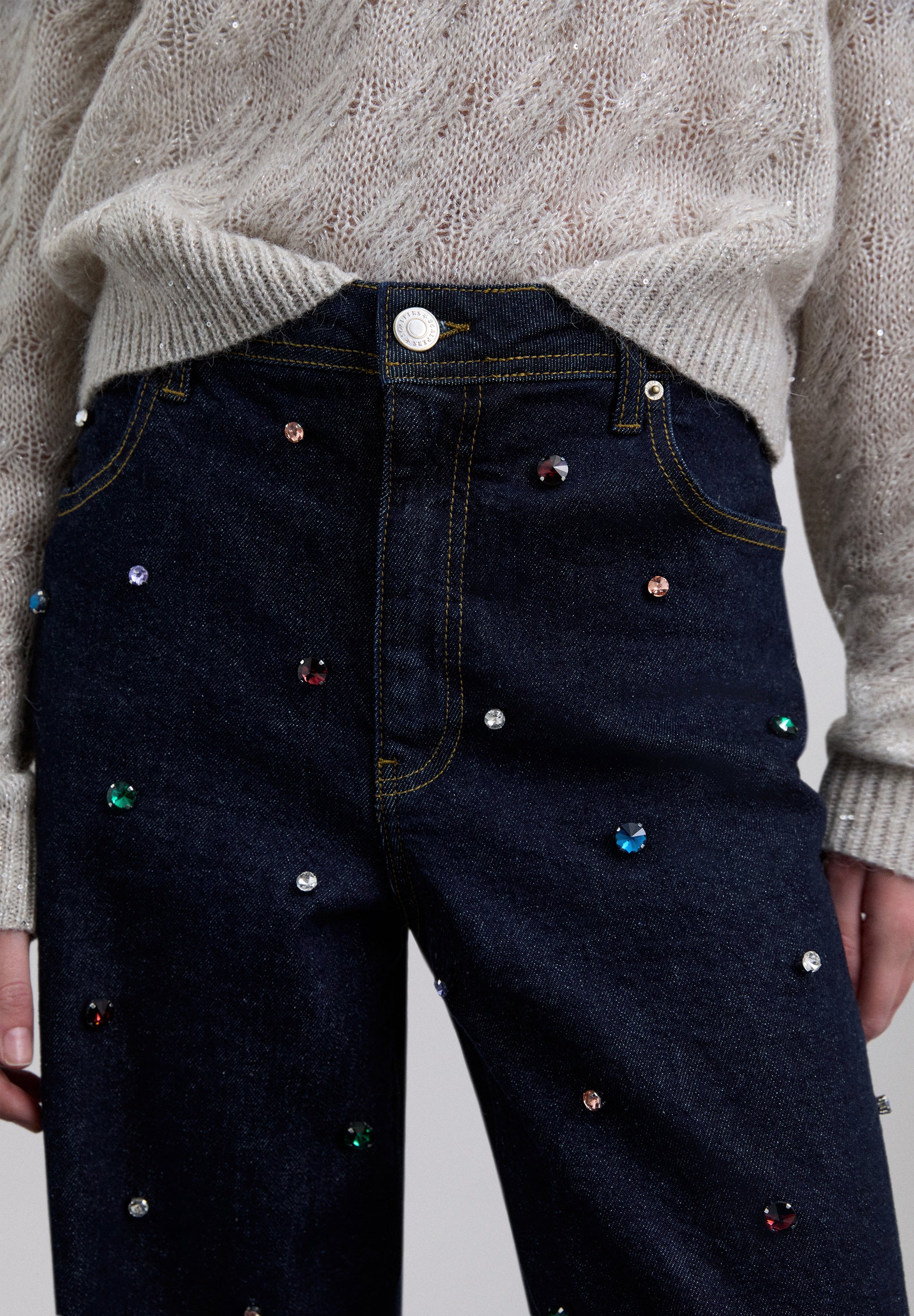 PANTALÓN DENIM CON ABALORIOS - Scalpers