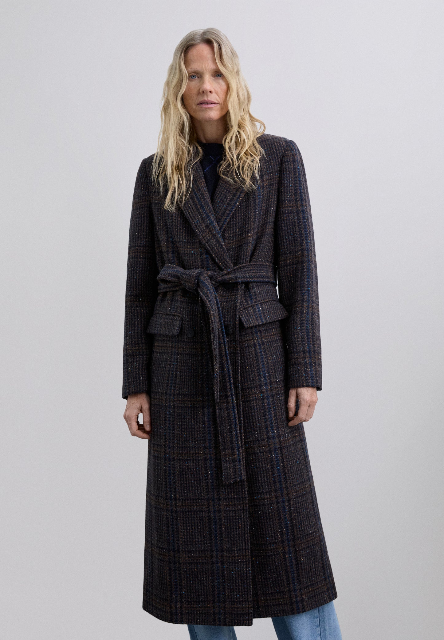 ABRIGO LARGO LANA CUADROS