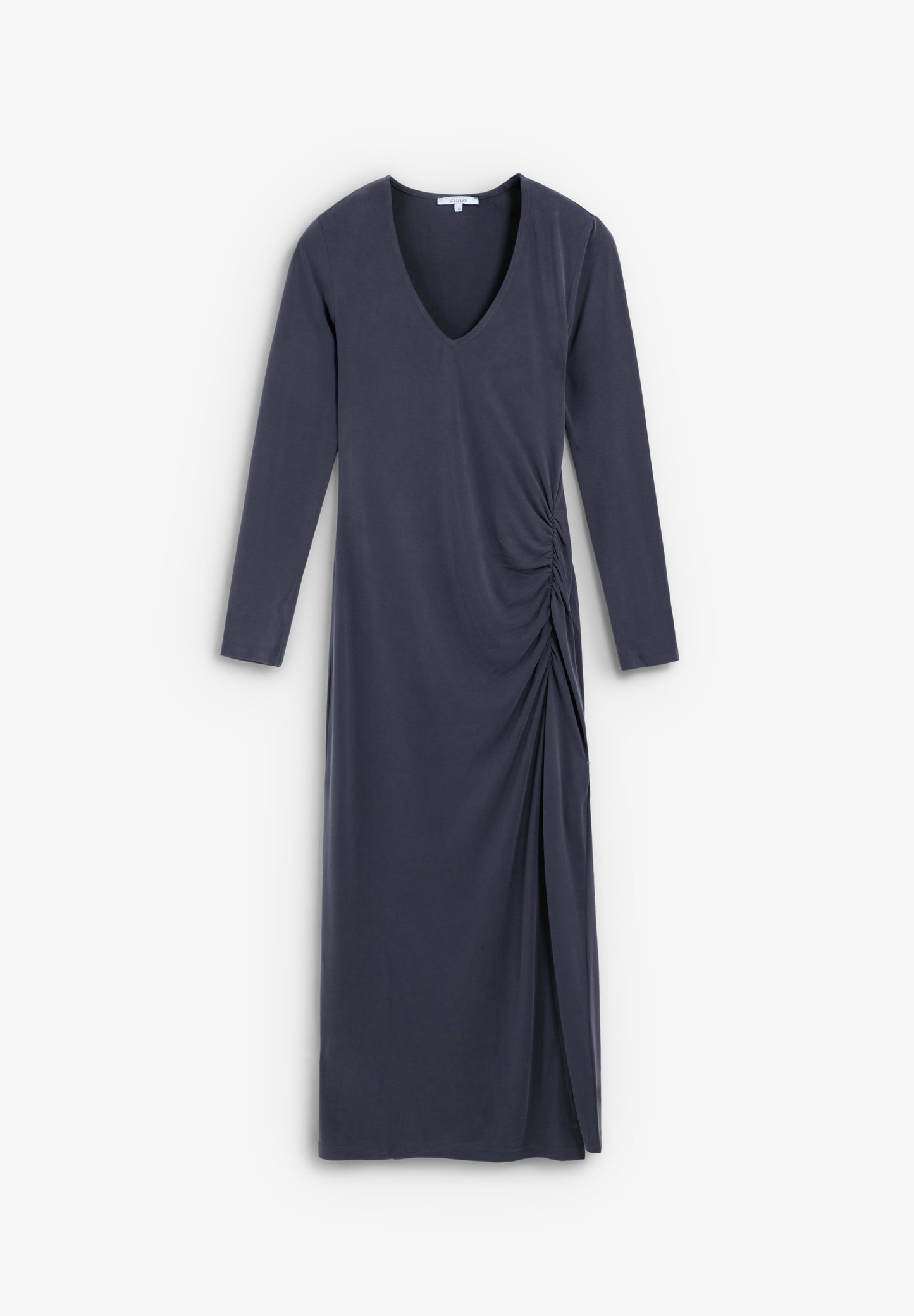 VESTIDO LARGO FRUNCIDO ABERTURA