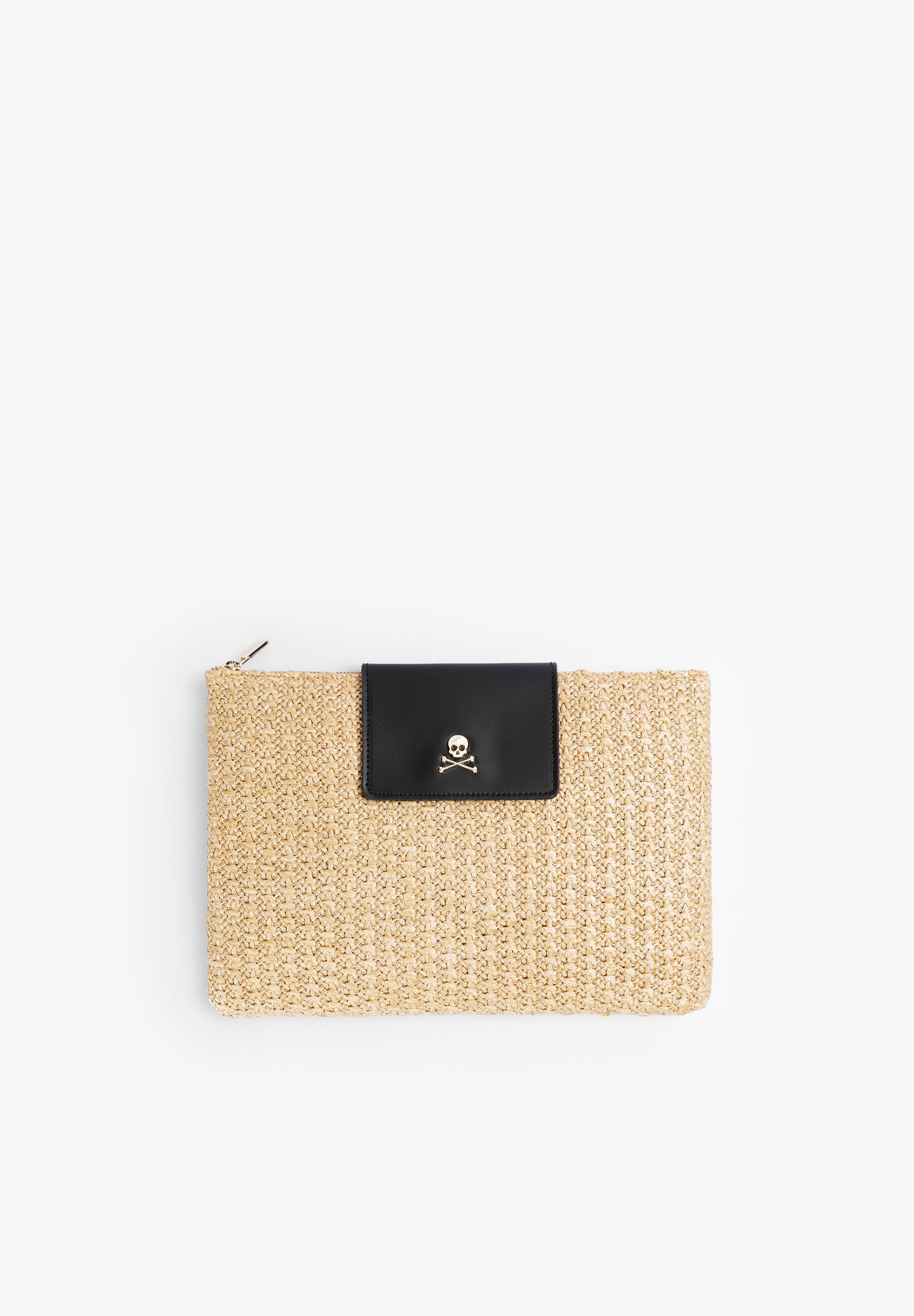CARTERA RAFIA CON DETALLES EN PIEL