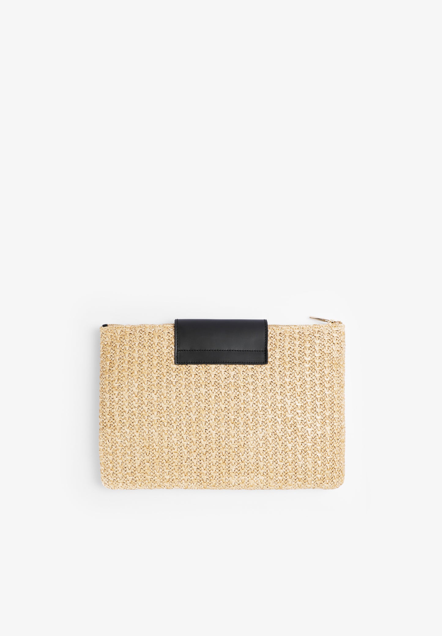 CARTERA RAFIA CON DETALLES EN PIEL