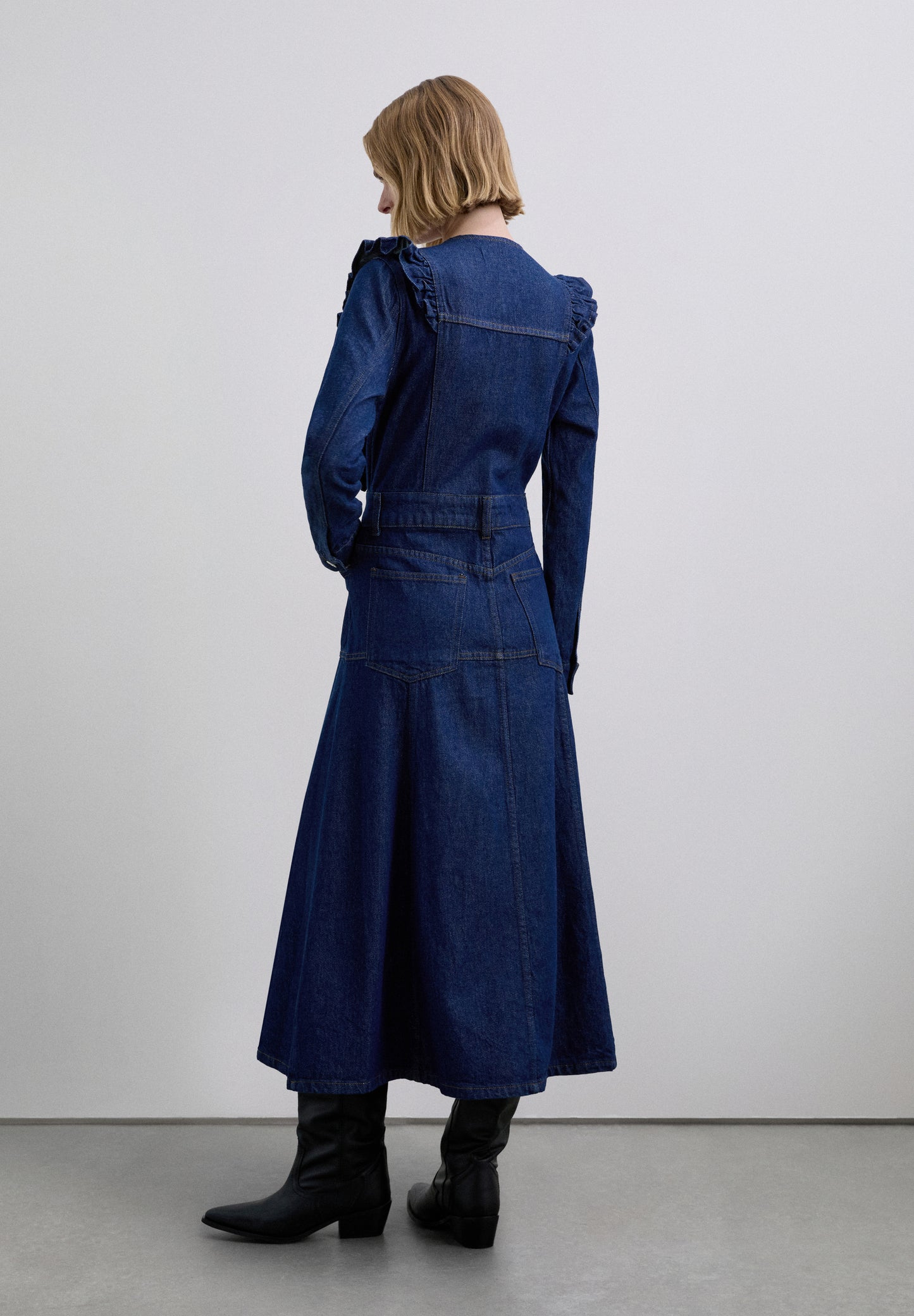 VESTIDO DENIM CON VOLANTE