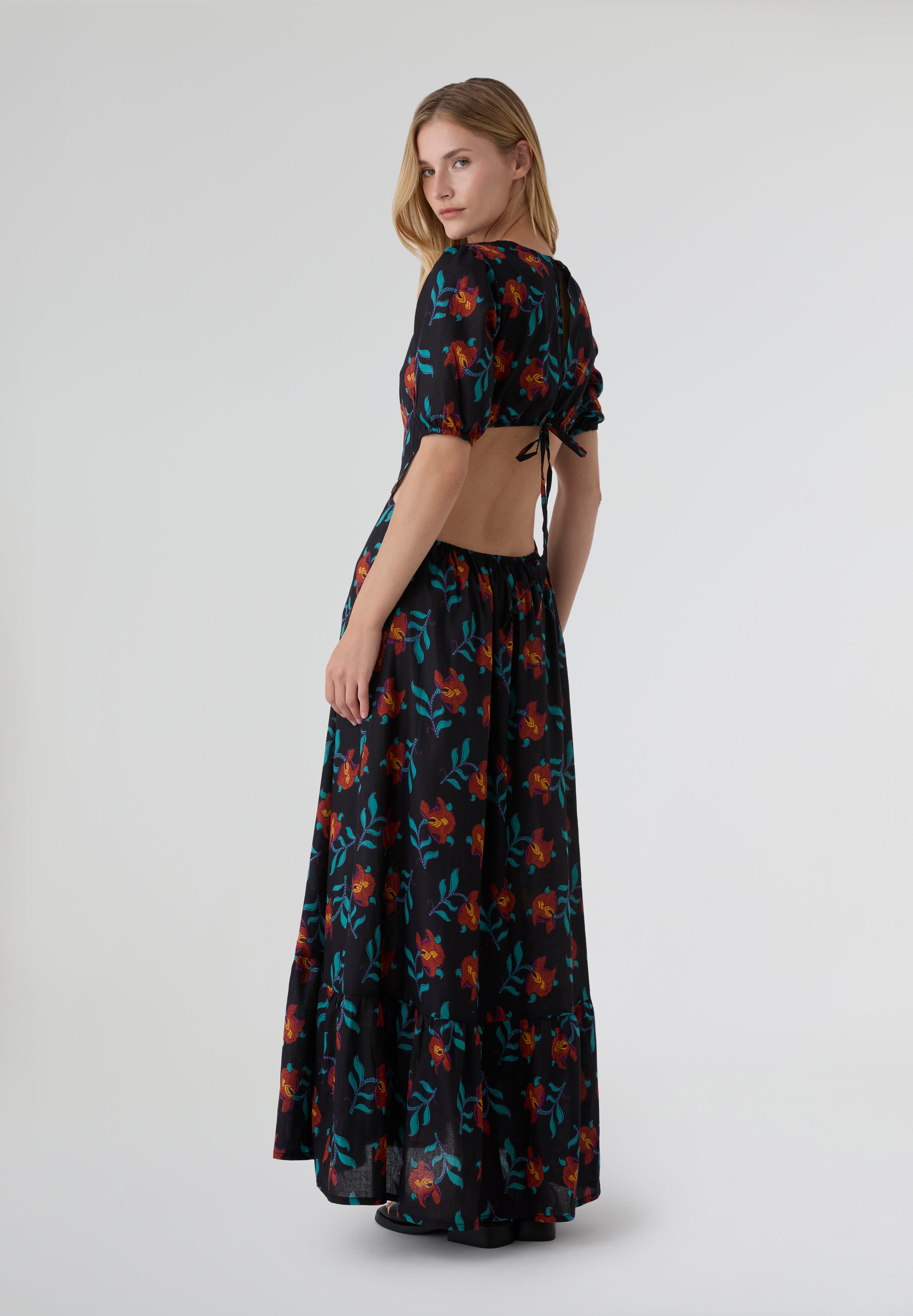 BABBAKI | VESTIDO BLACK FLOWERS