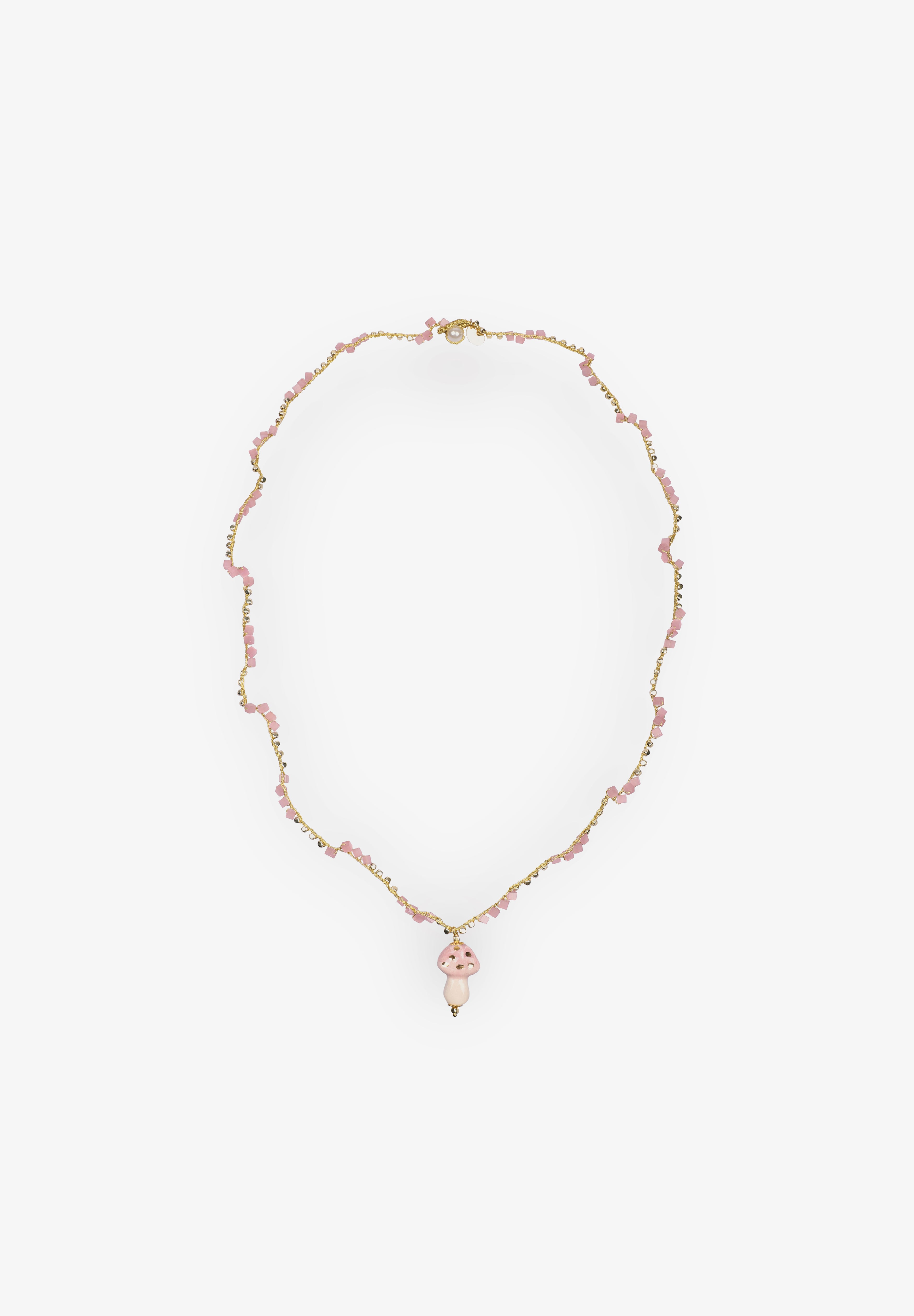 CASHFANA | COLLAR LARGO DE CERÁMICA FUNGHI ROSA