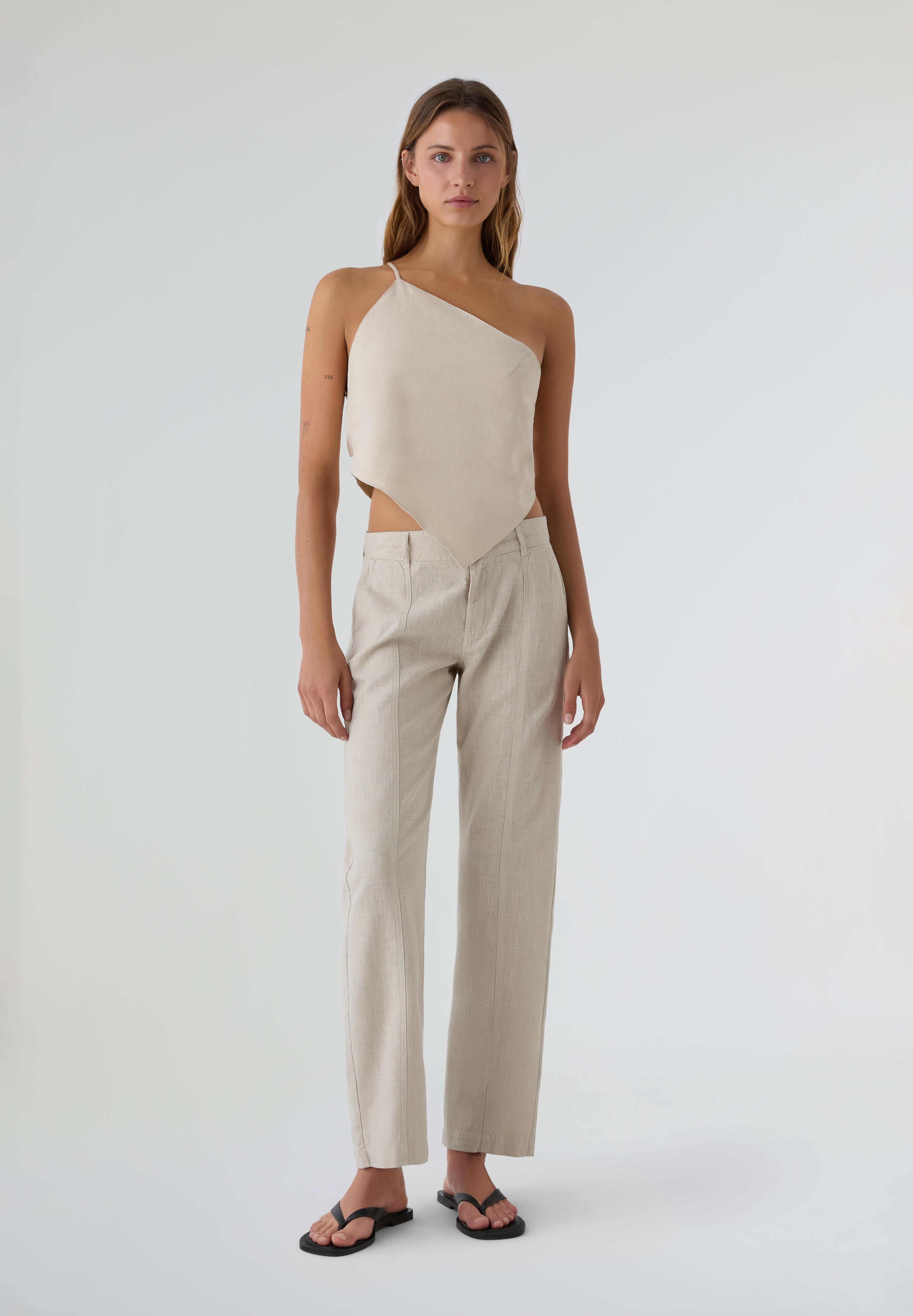 RAMSOS | PANTALÓN DE LINO Y CINTURA BAJA MUJER
