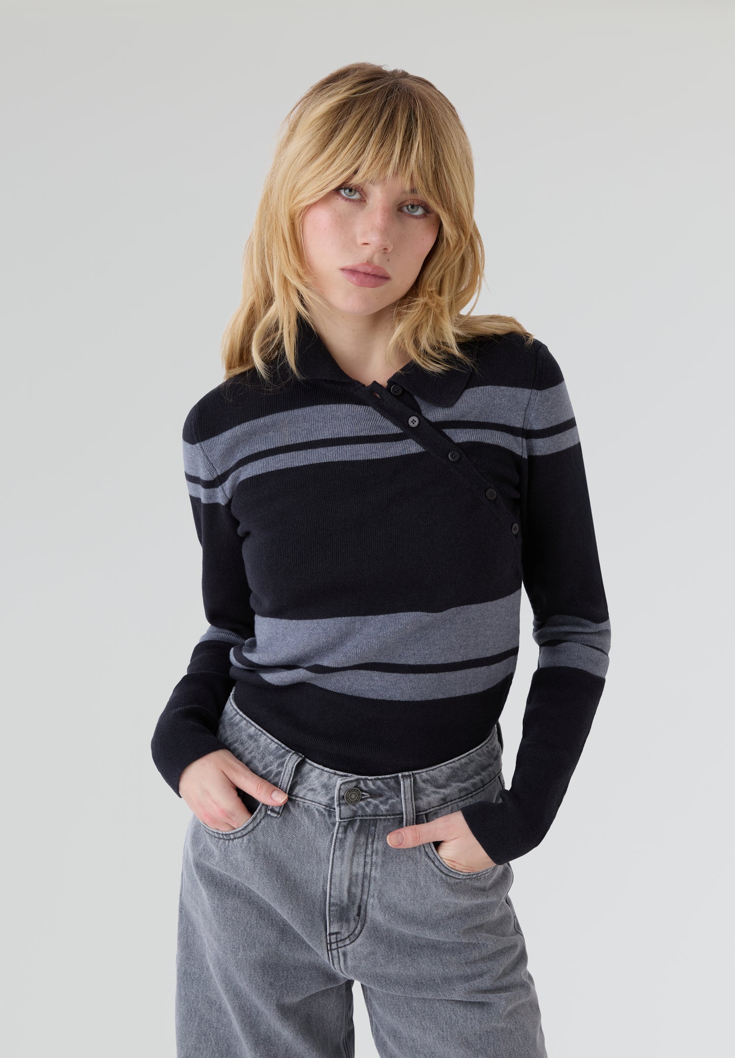 THINKING MU | GREY DANTE KNITTED SWEATER