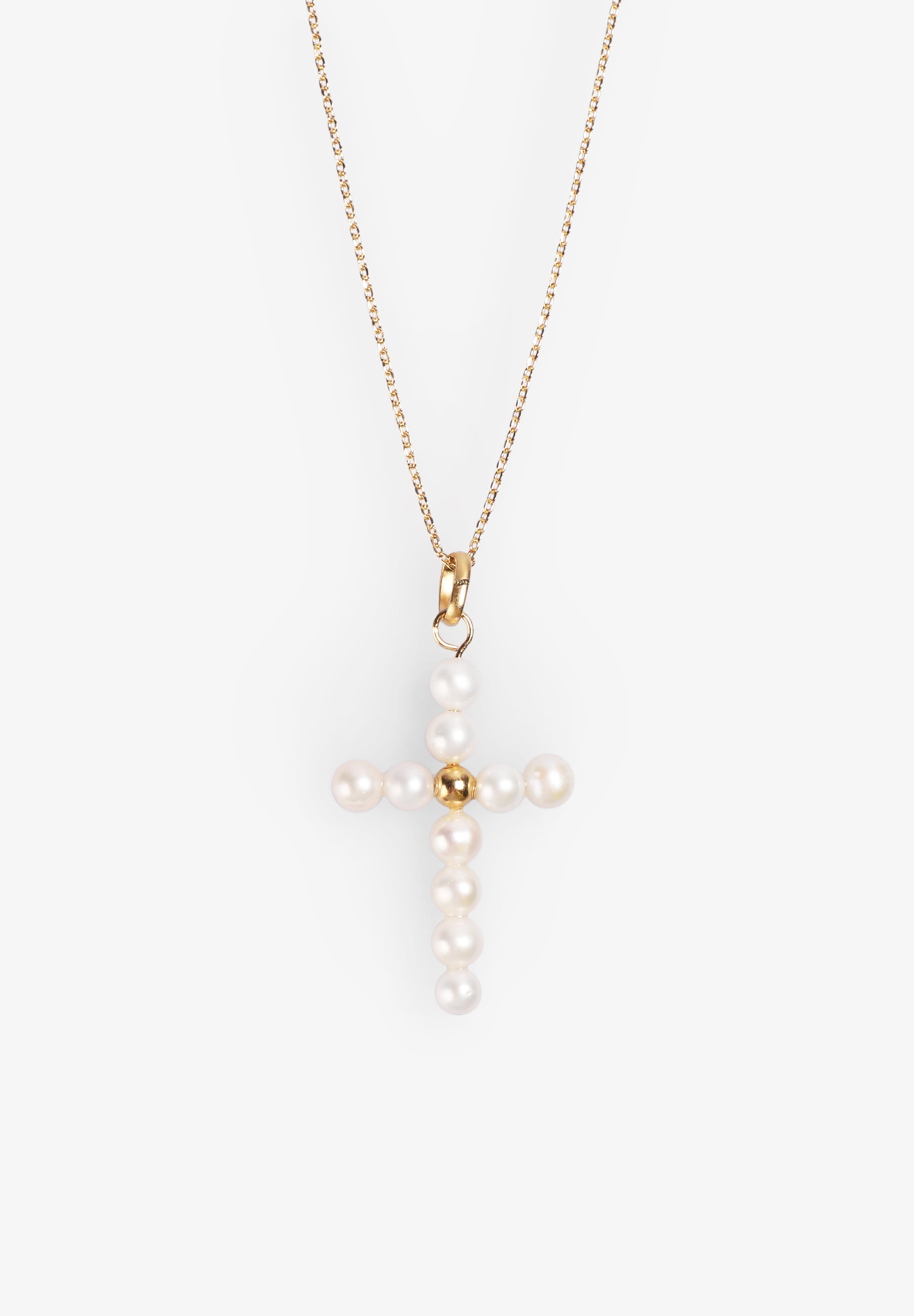 ALHAJA CULT STORE | COLLAR PEARLY CROSS CHARM