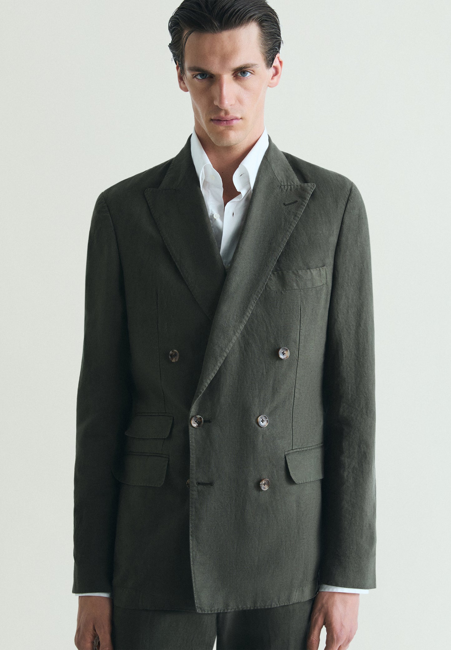 AMERICANA CRUZADA TRAJE LINO