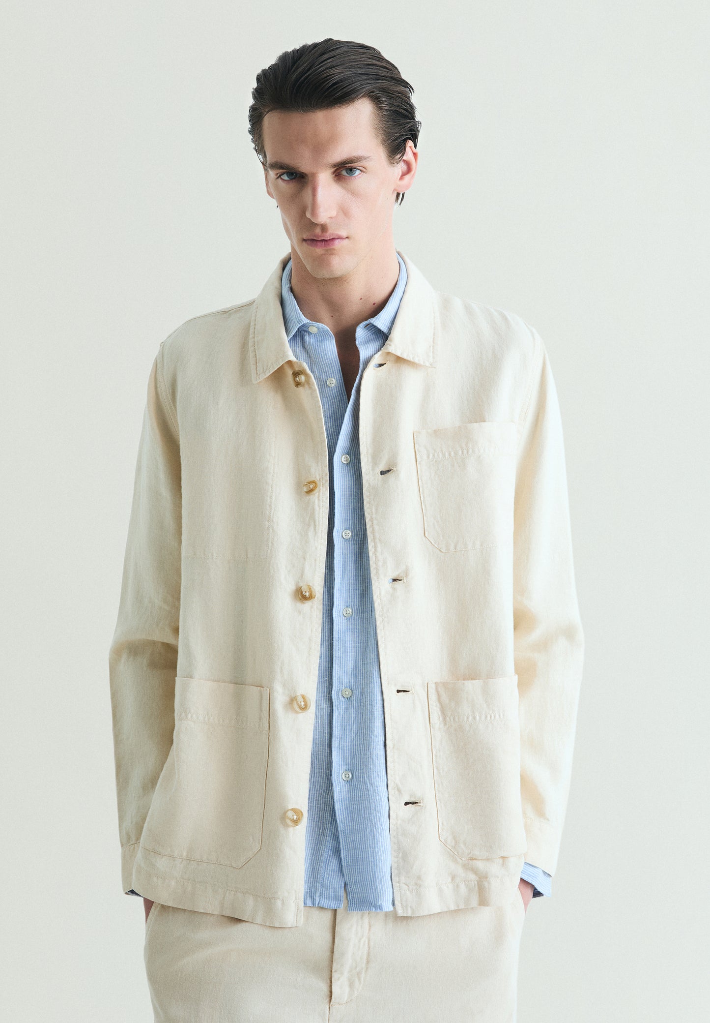 SOBRECAMISA LINO BOLSILLOS