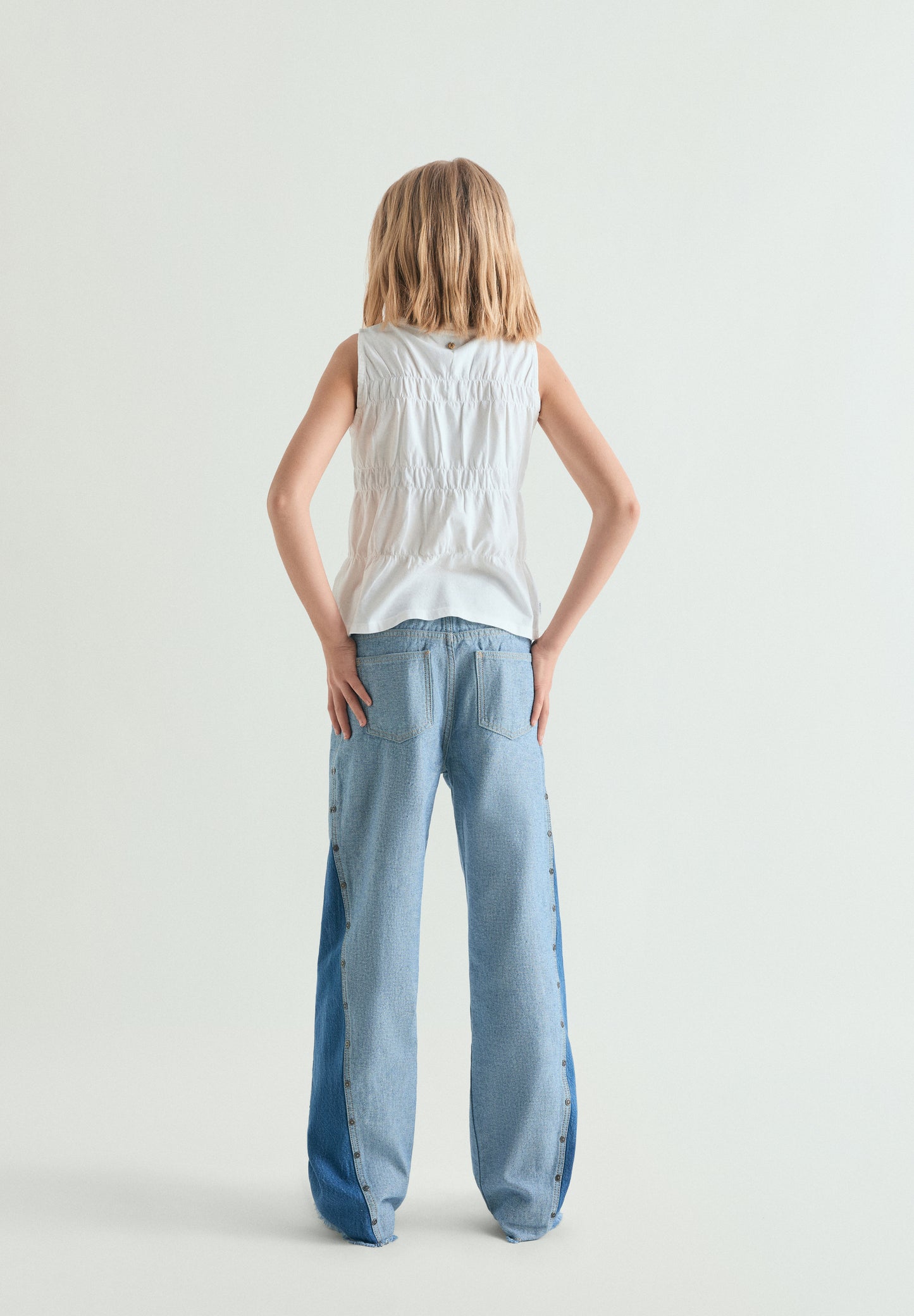 PANTALÓN DENIM WIDE LEG BICOLOR