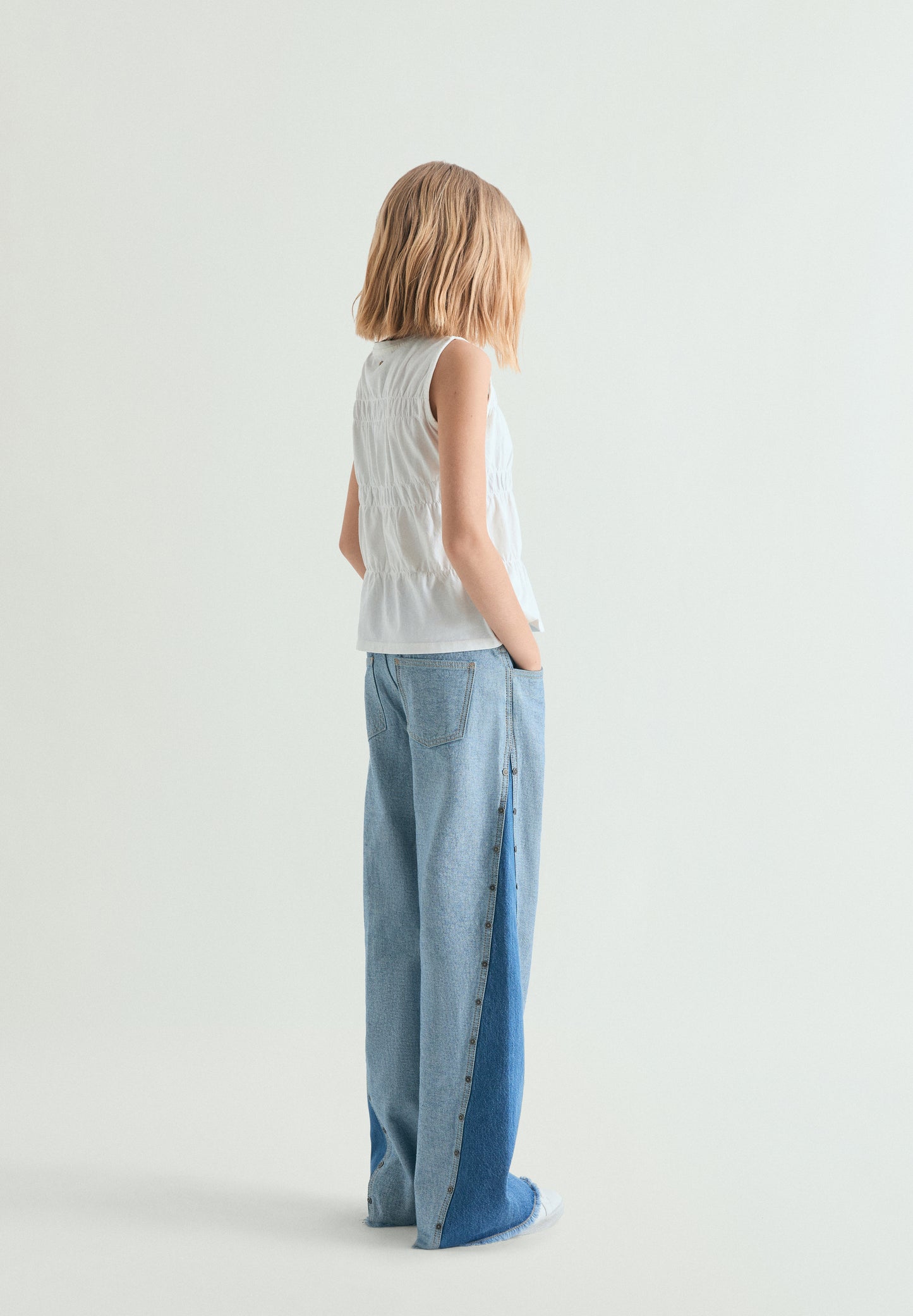 PANTALÓN DENIM WIDE LEG BICOLOR
