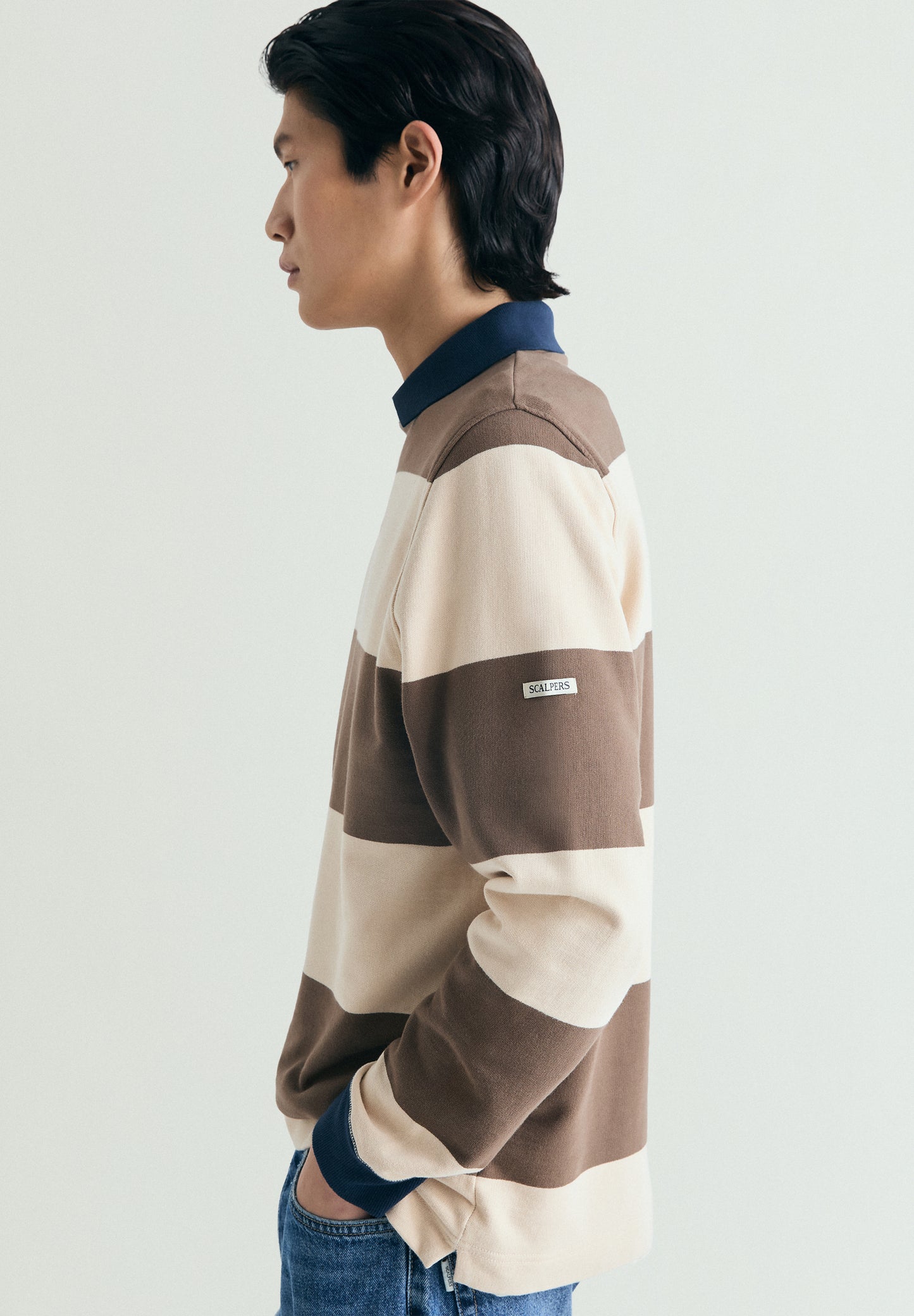 SUDADERA RAYAS CUELLO CONTRASTE