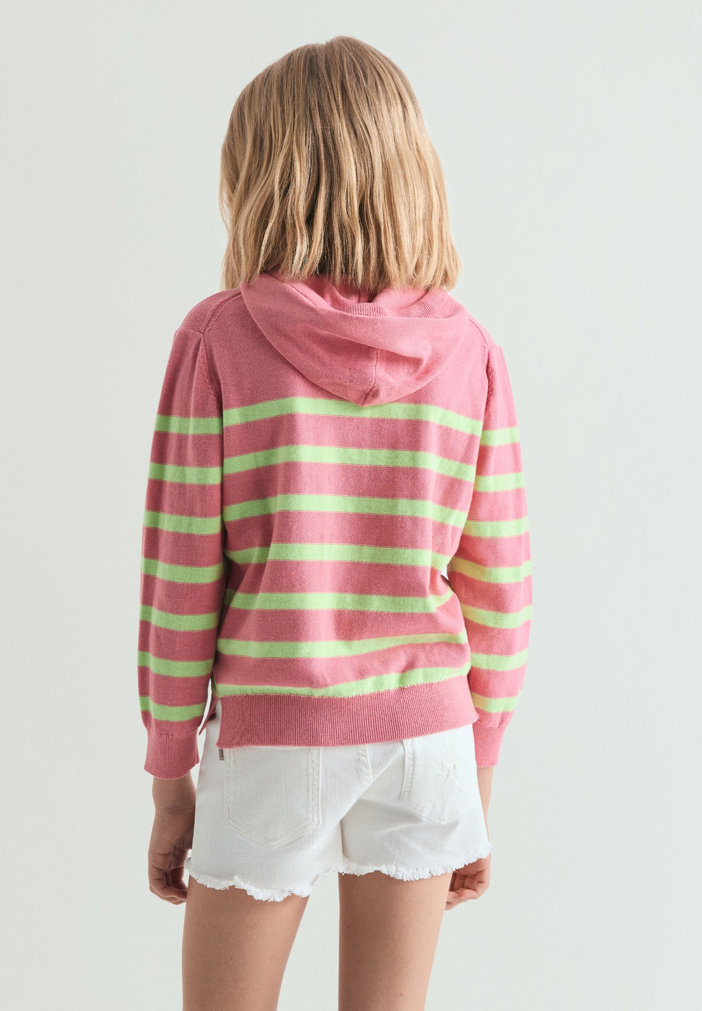 SUDADERA TRICOT RAYAS CON CAPUCHA