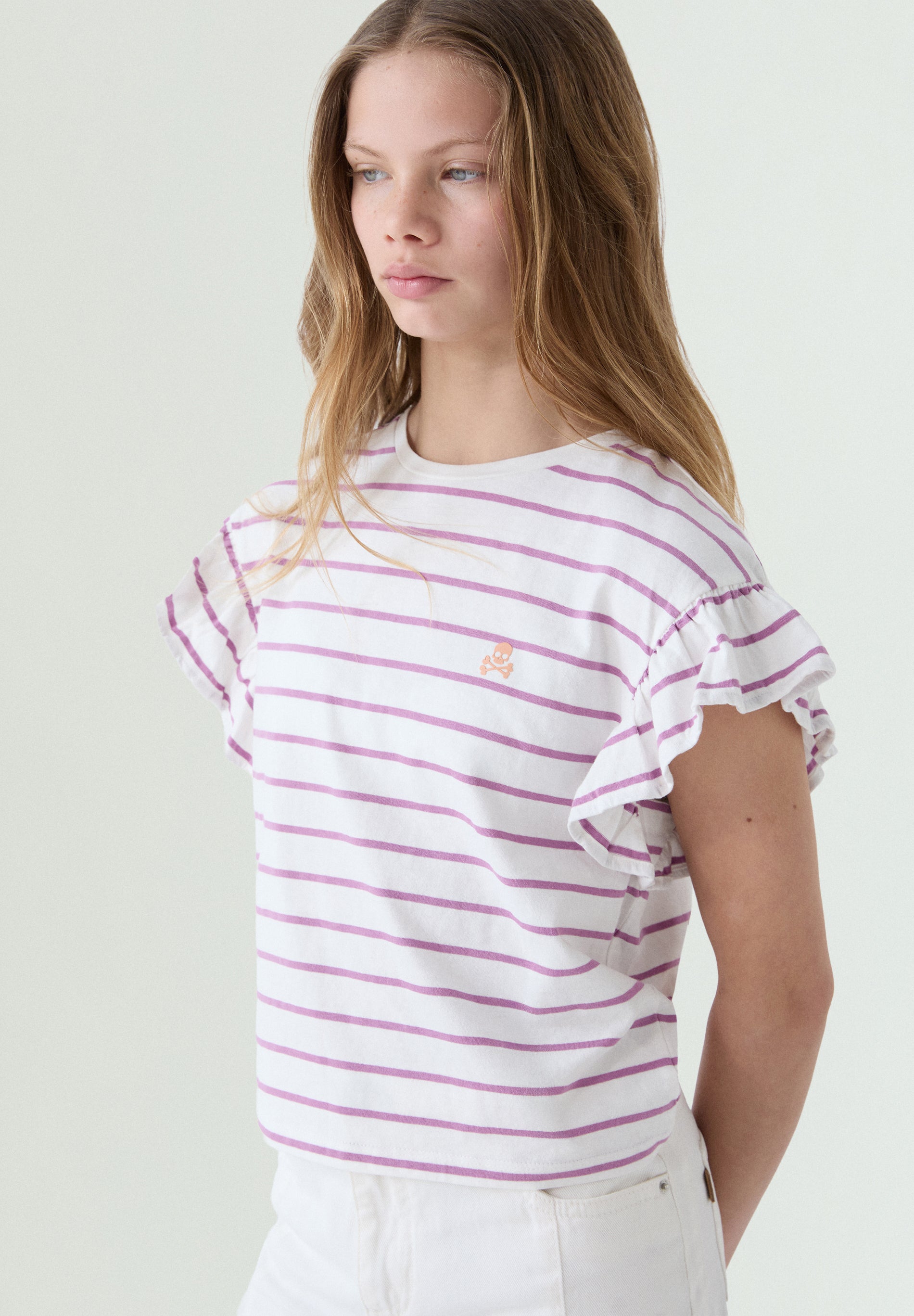 CAMISETA RAYAS CALAVERA CONTRASTE
