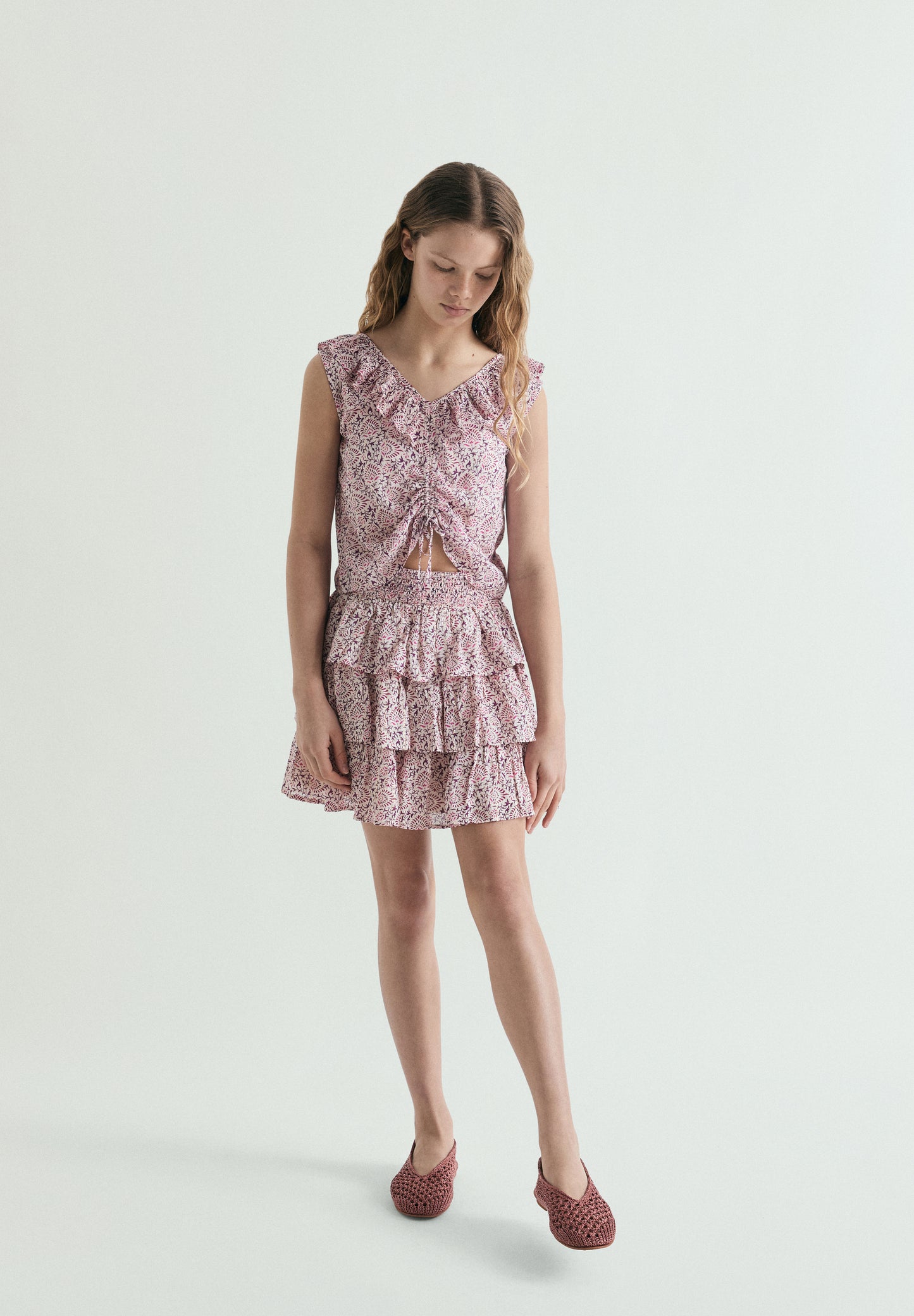 FALDA MULTICOLOR VOLANTES