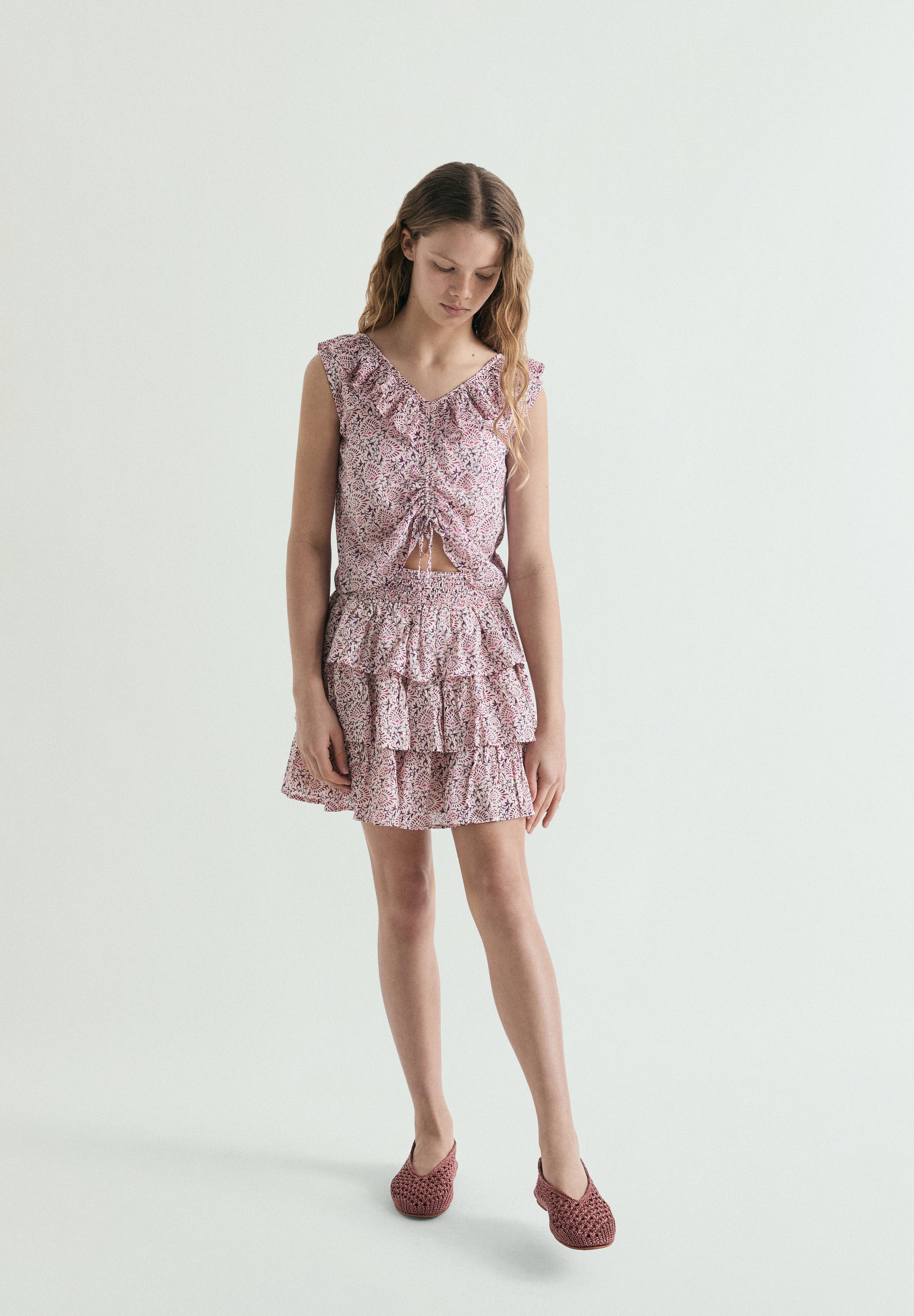 FALDA MULTICOLOR VOLANTES