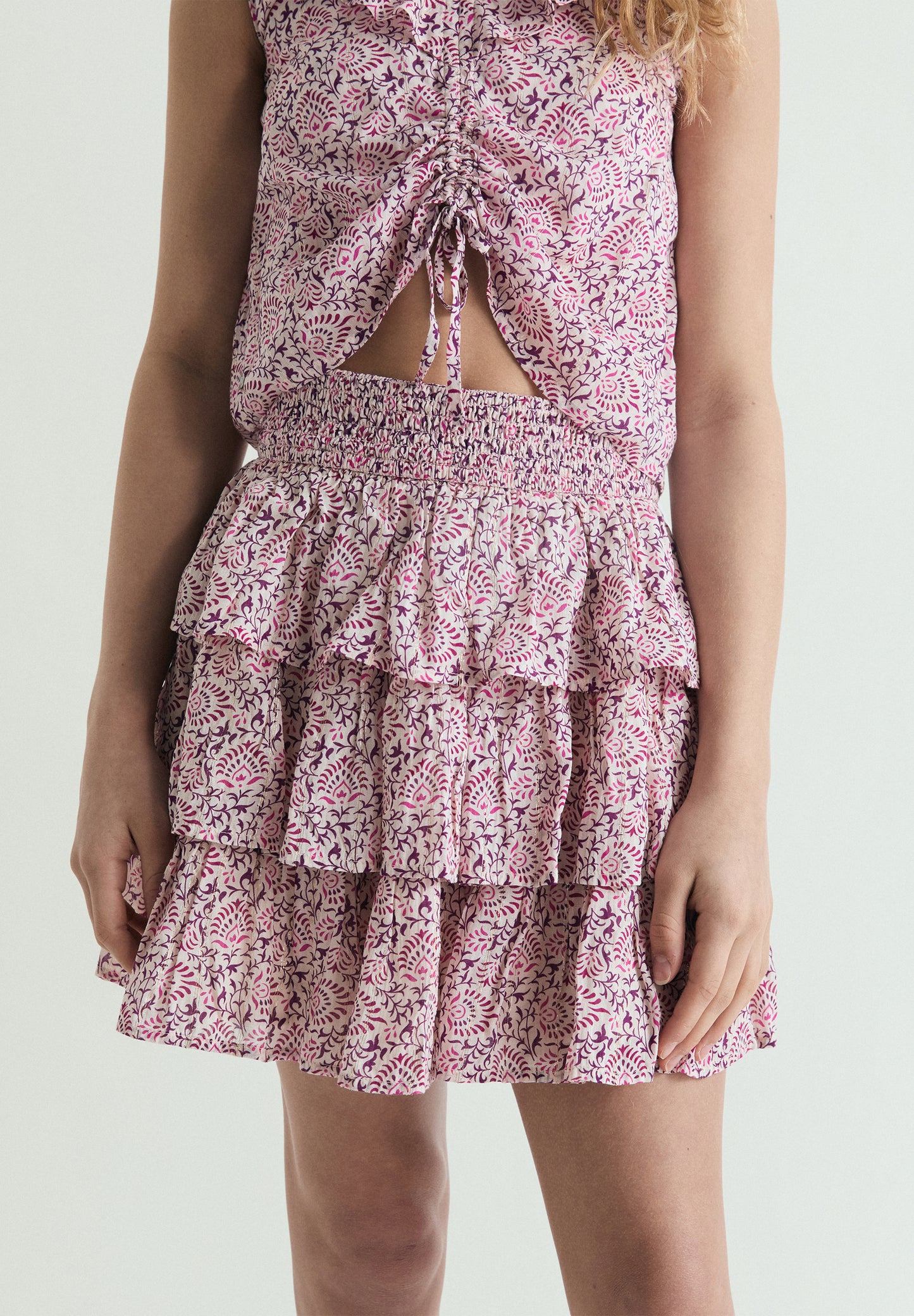 FALDA MULTICOLOR VOLANTES