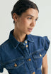 CAMISA DENIM CON MANGA VOLANTE