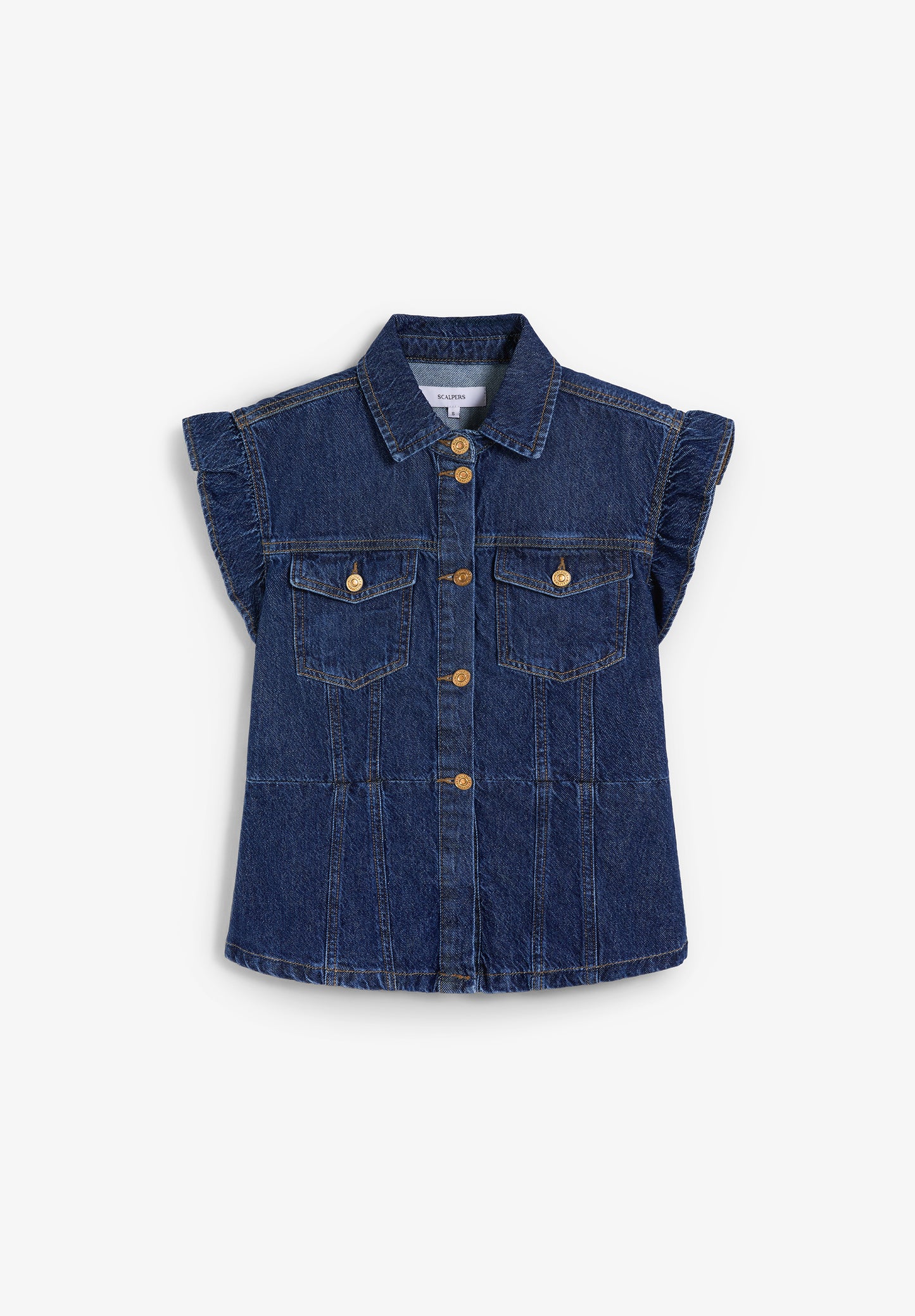 CAMISA DENIM CON MANGA VOLANTE