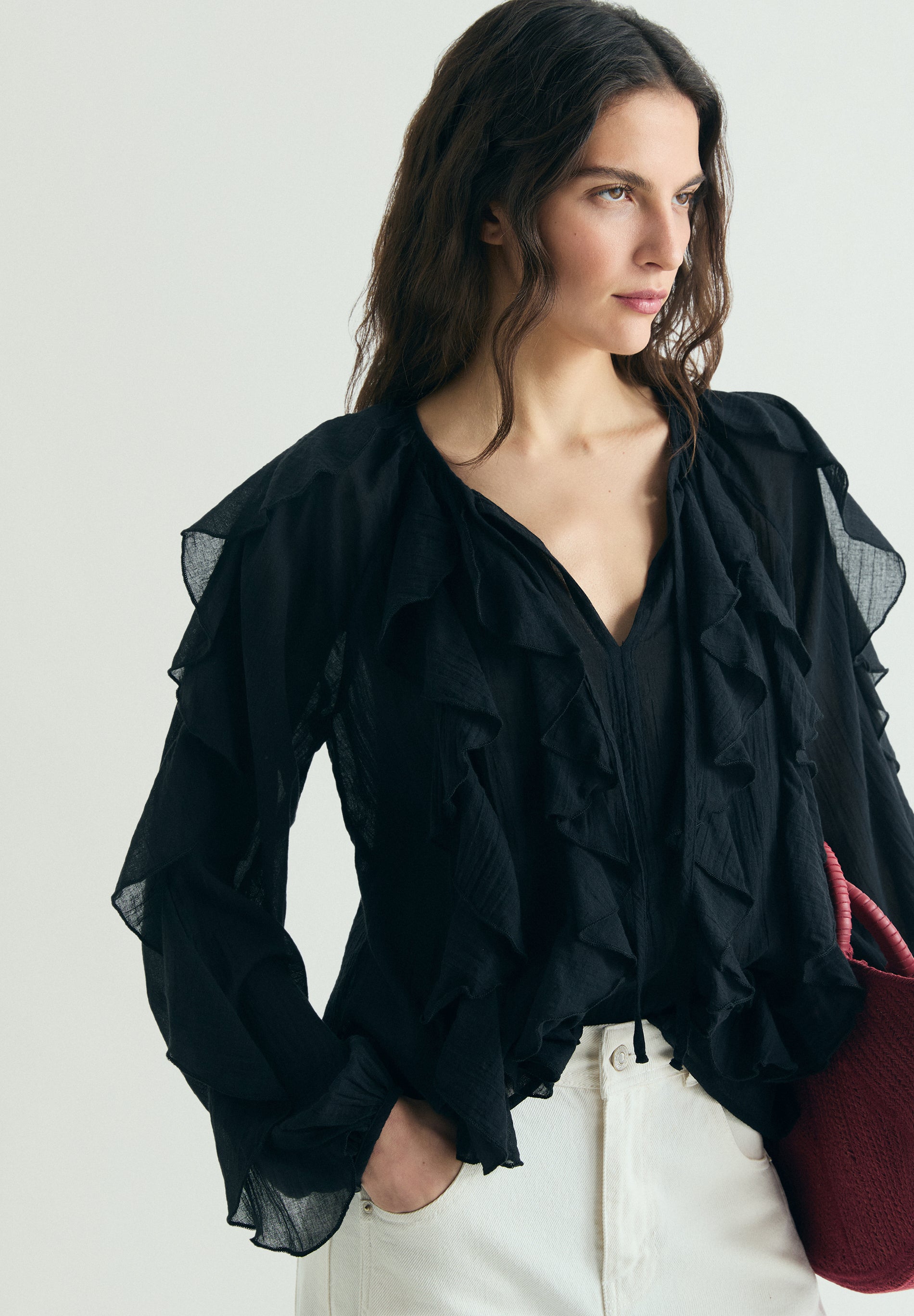 BLUSA ALGODÓN VOLANTES