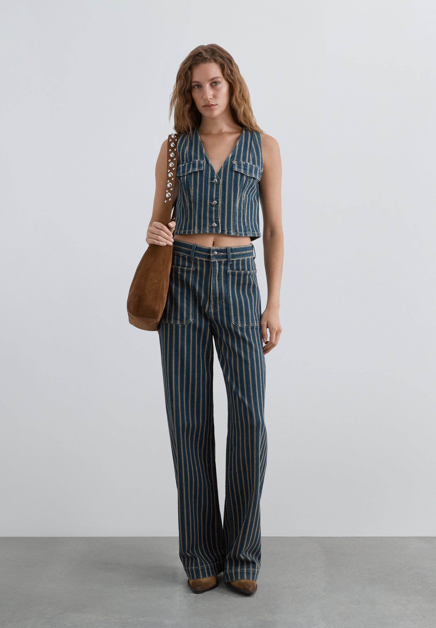 CHALECO DENIM RAYAS
