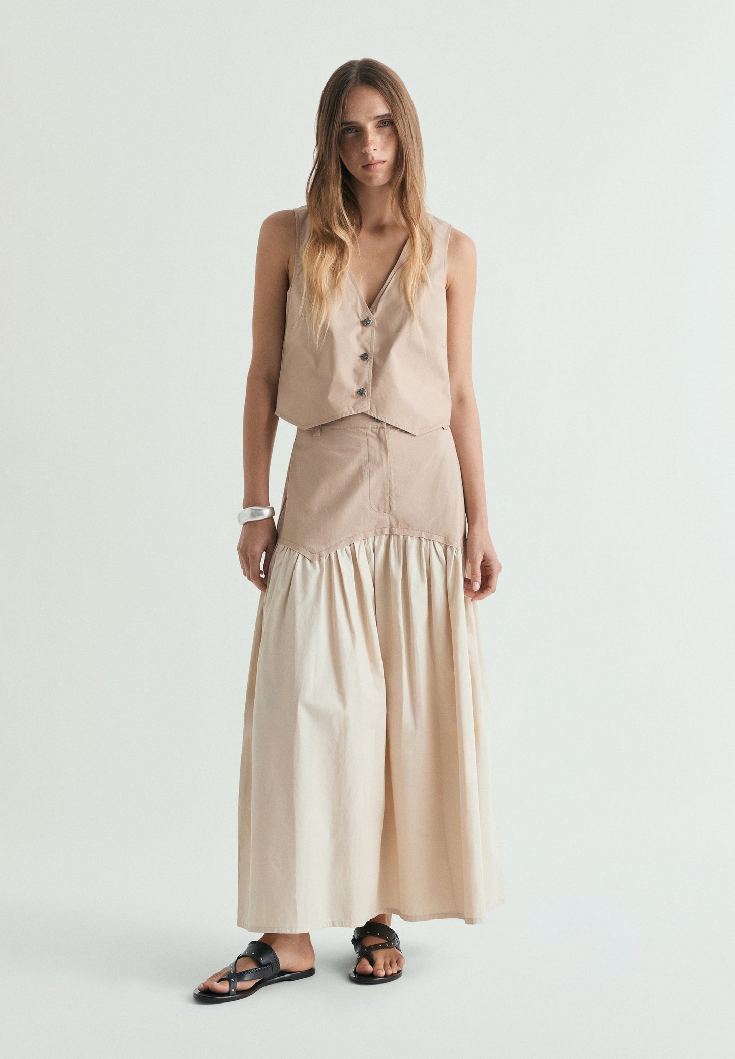 FALDA MIDI CONTRASTE