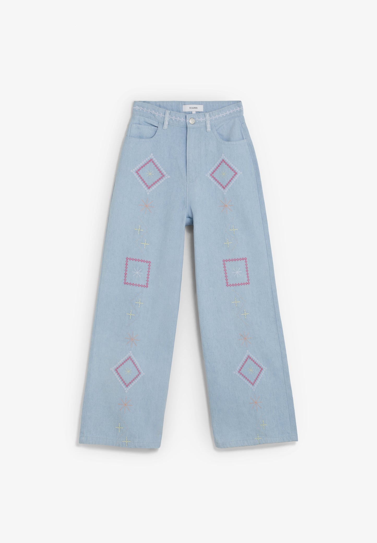 PANTALÓN DENIM WIDE LEG  BORDADOS