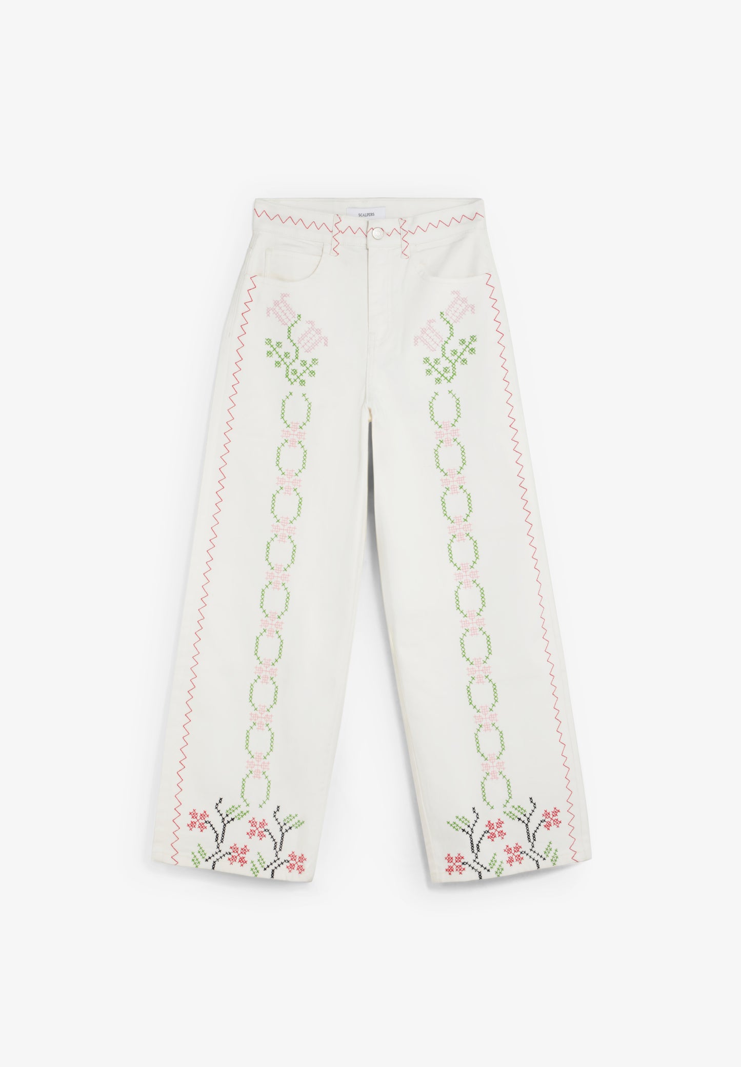 JEANS WIDE LEG BORDADOS FLORALES