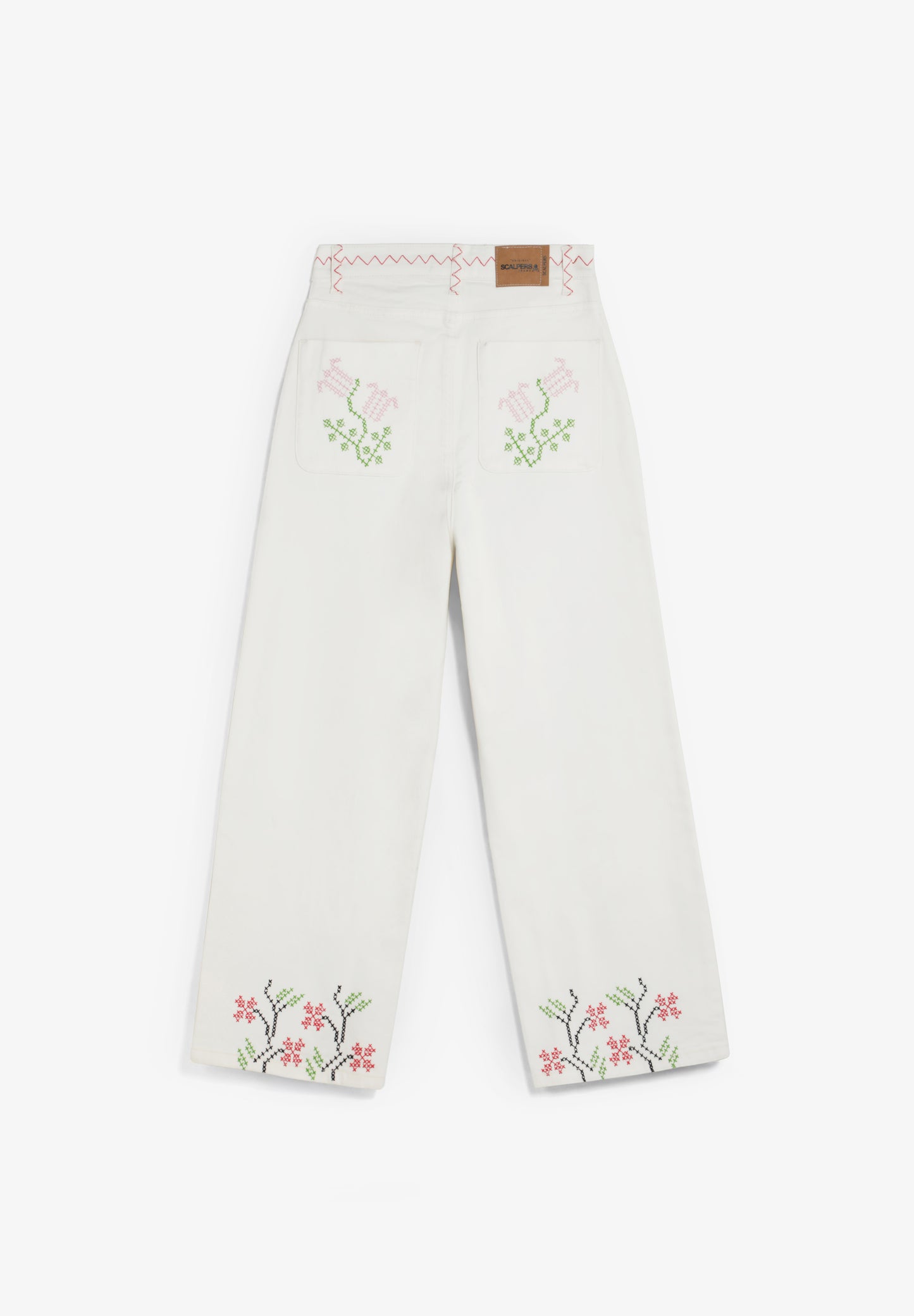 JEANS WIDE LEG BORDADOS FLORALES