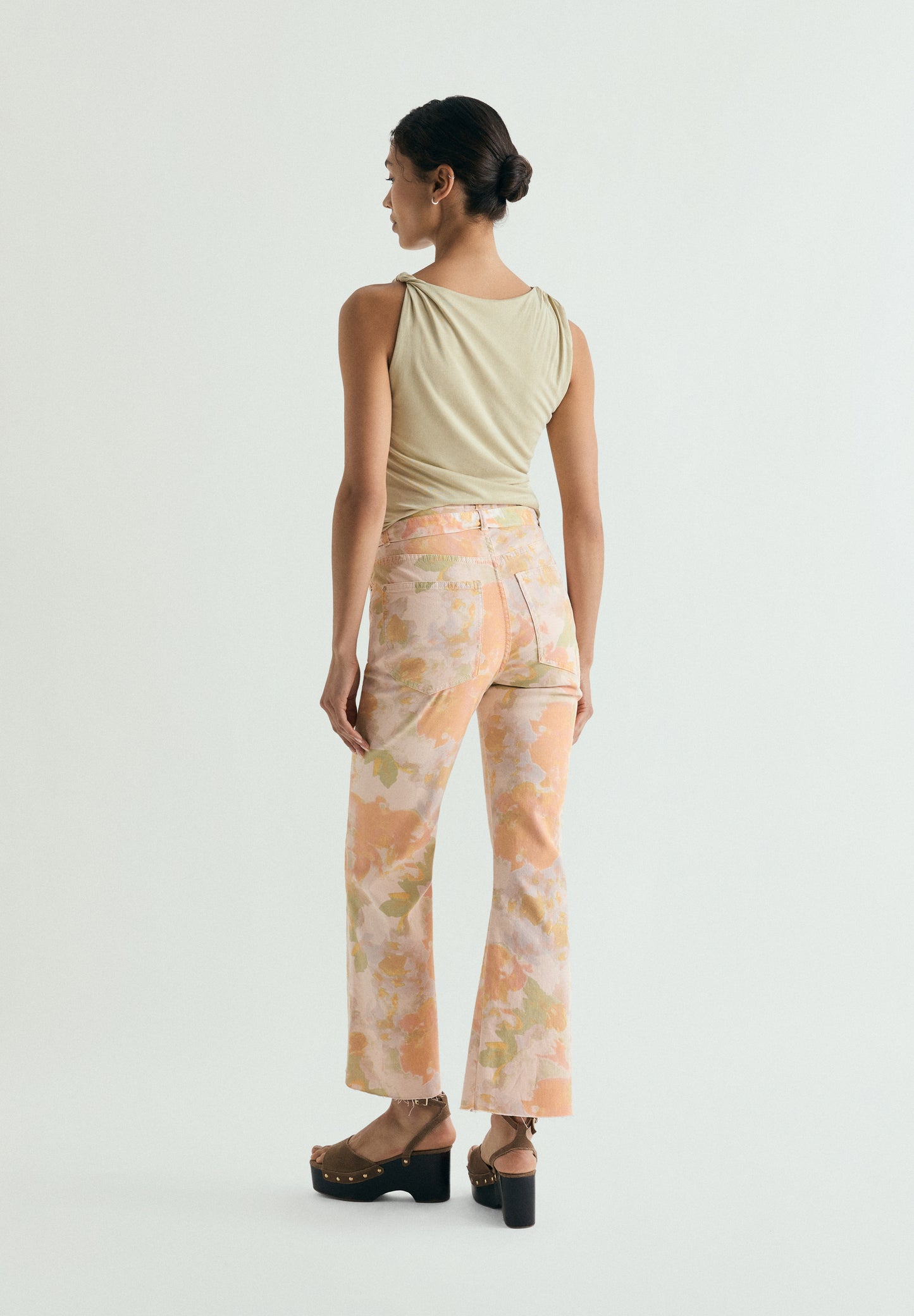 JEANS FLARE PRINT FLORAL