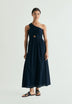 VESTIDO MIDI ASIMÉTRICO BORDADO