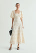 VESTIDO MIDI MANGAS ABULLONADAS