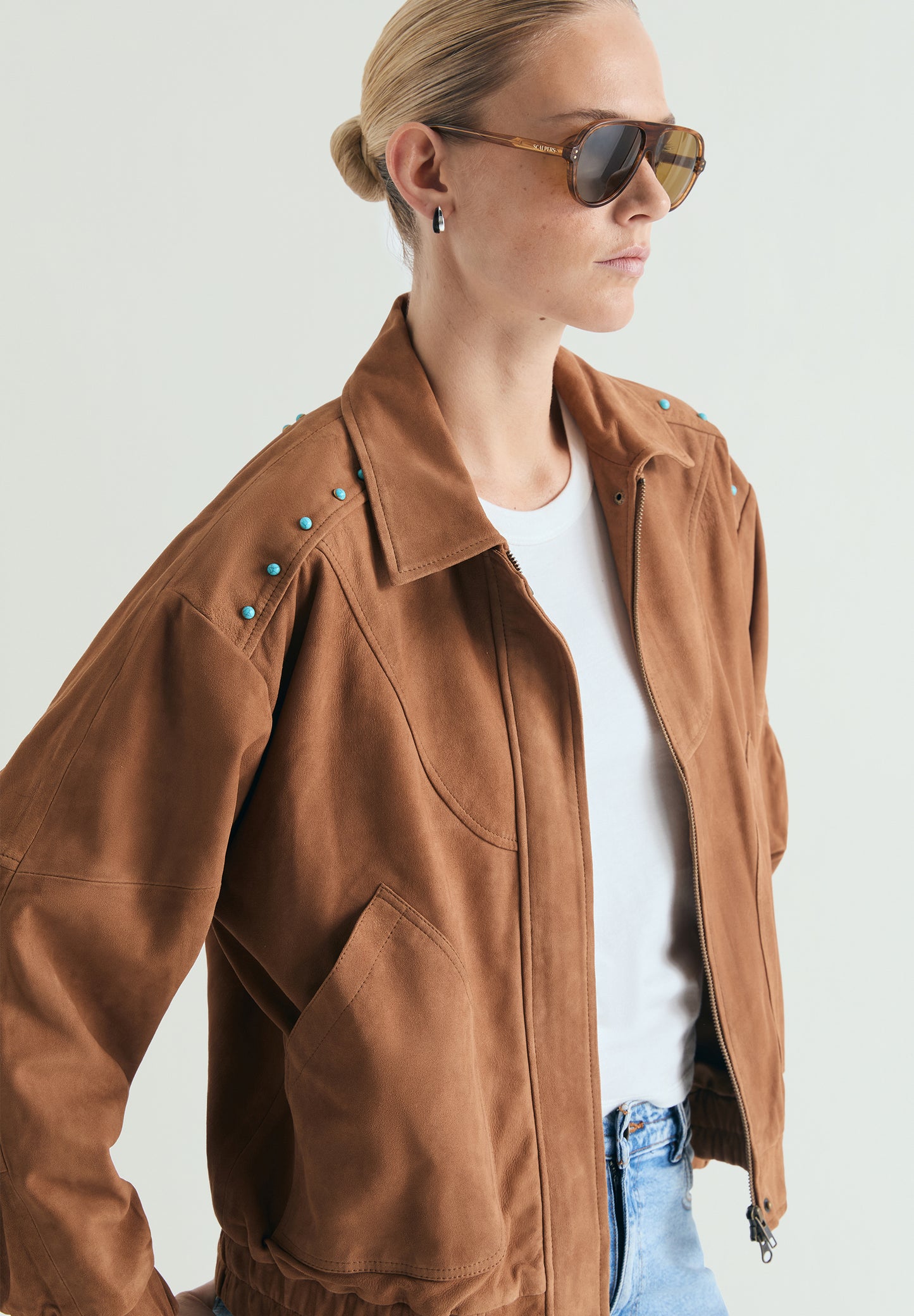 CHAQUETA BOMBER ANTE STUDS