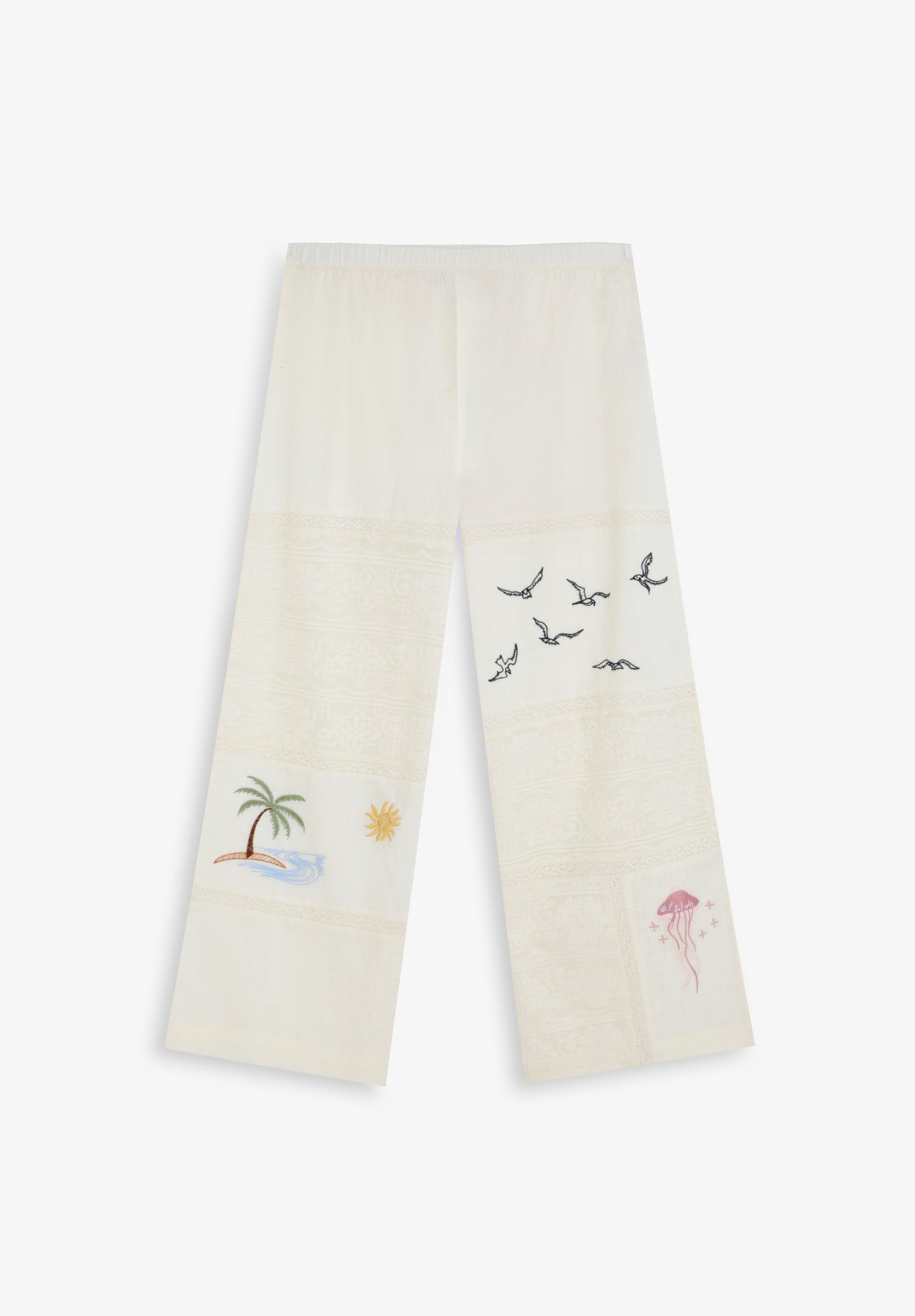PANTALÓN BORDADOS CON ENCAJE