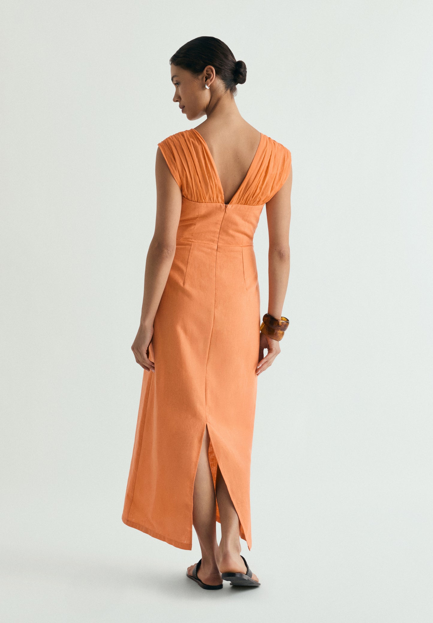 VESTIDO LINO DRAPEADO