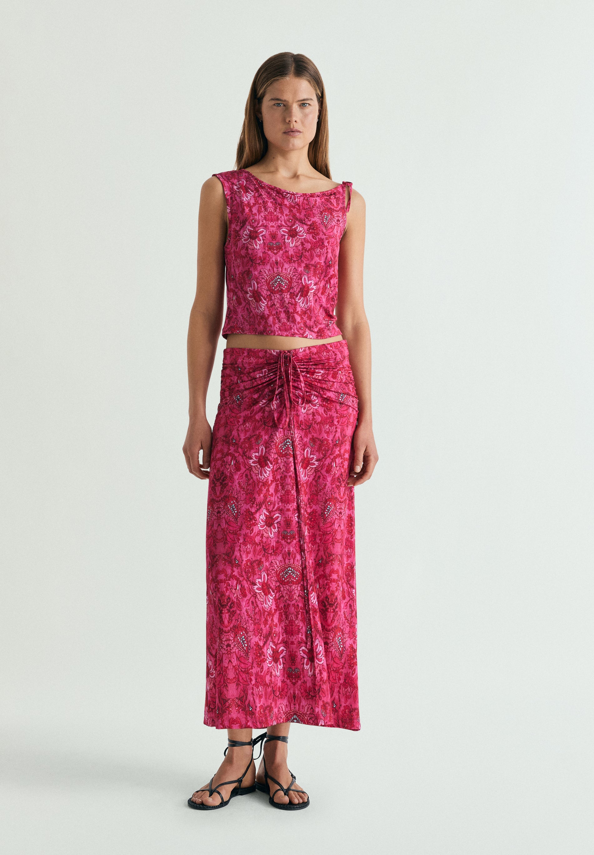 FALDA MIDI ESTAMPADA