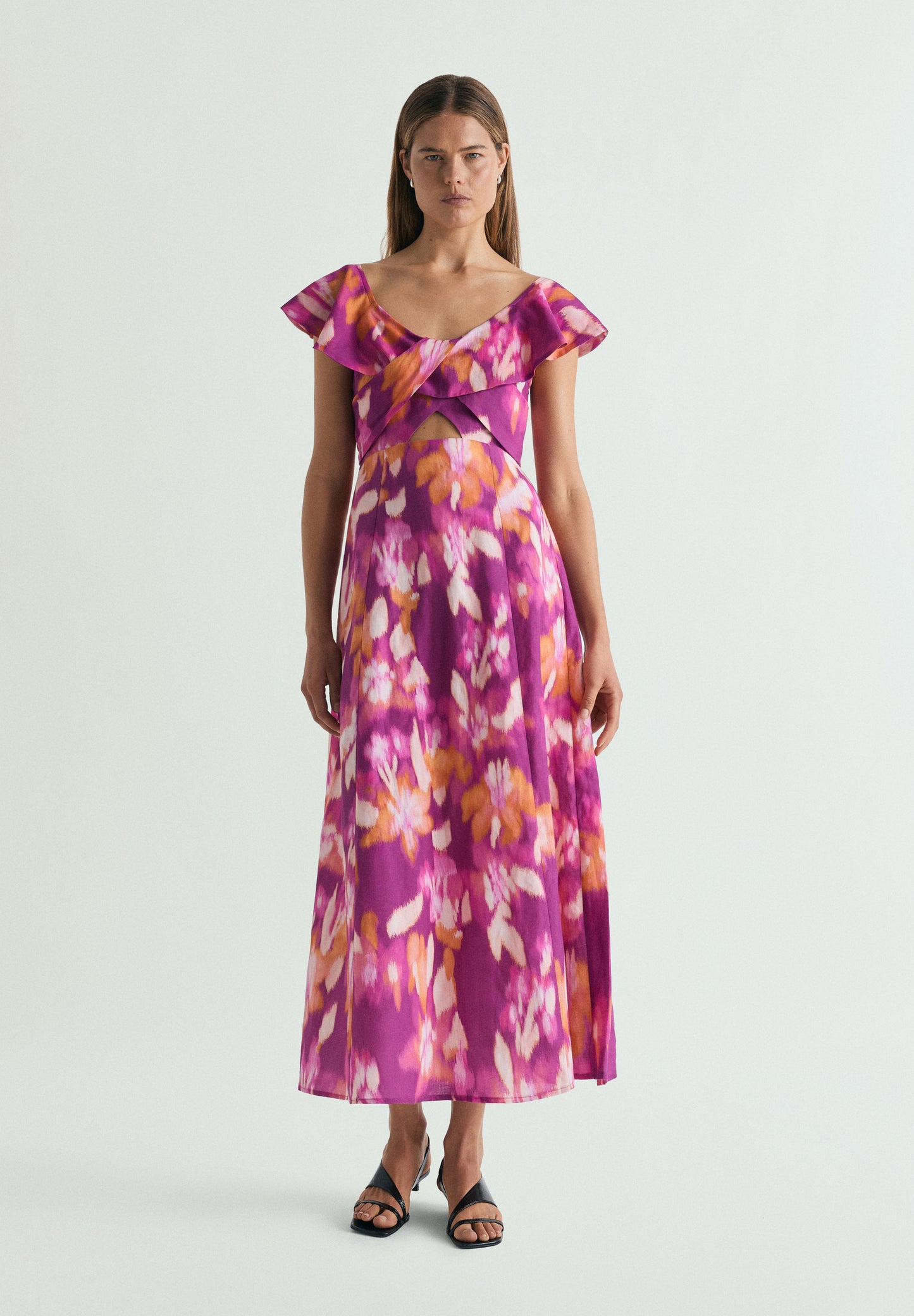 VESTIDO ALGODÓN Y LINO ESTAMPADO