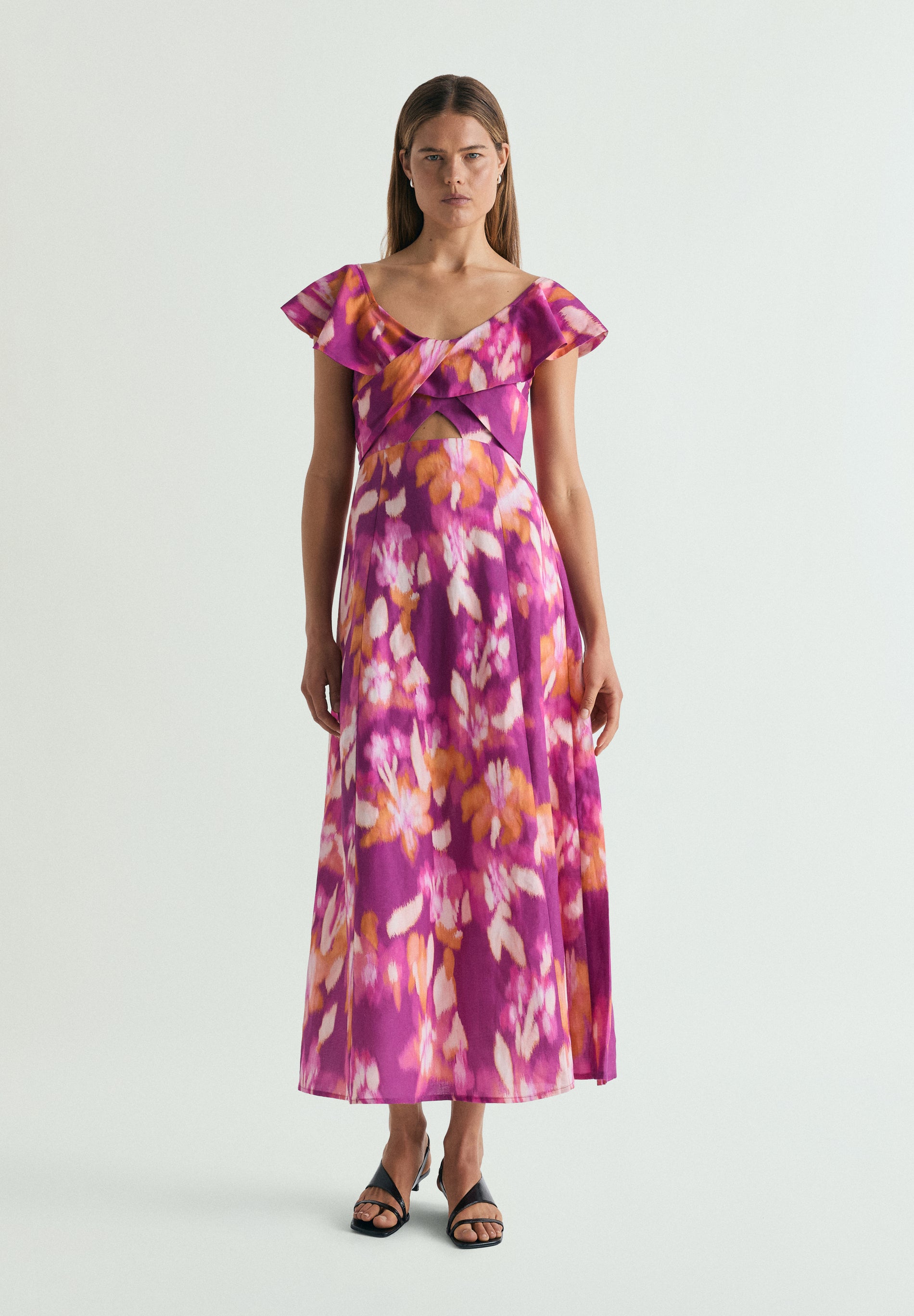 VESTIDO ALGODÓN Y LINO ESTAMPADO