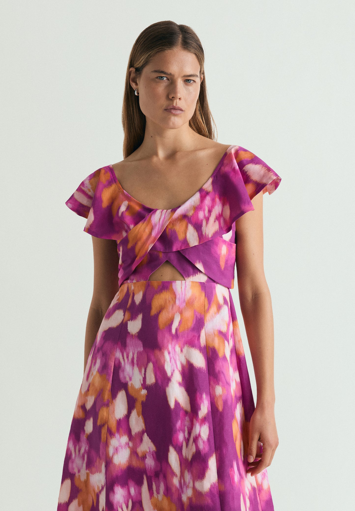 VESTIDO ALGODÓN Y LINO ESTAMPADO