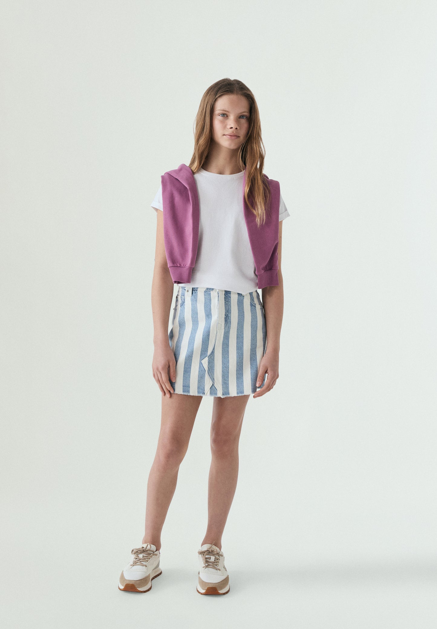 FALDA DENIM RAYAS CONTRASTE