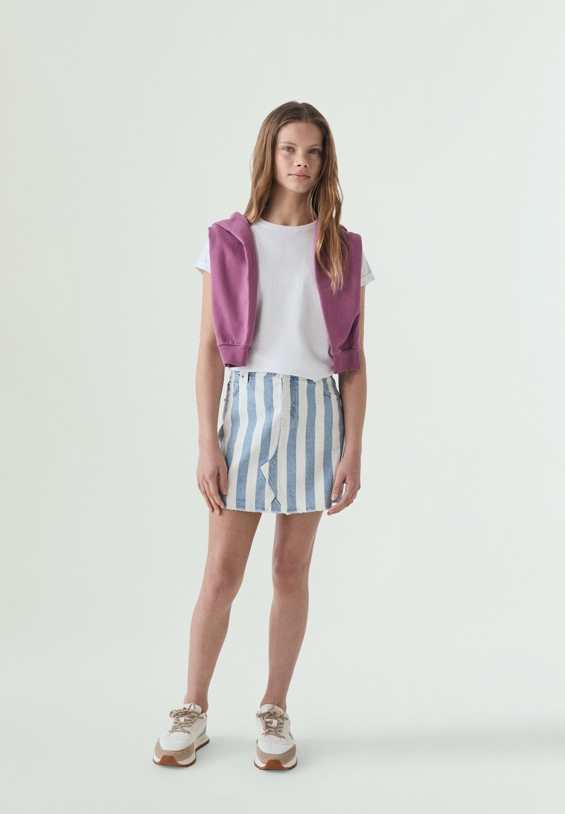 FALDA DENIM RAYAS CONTRASTE