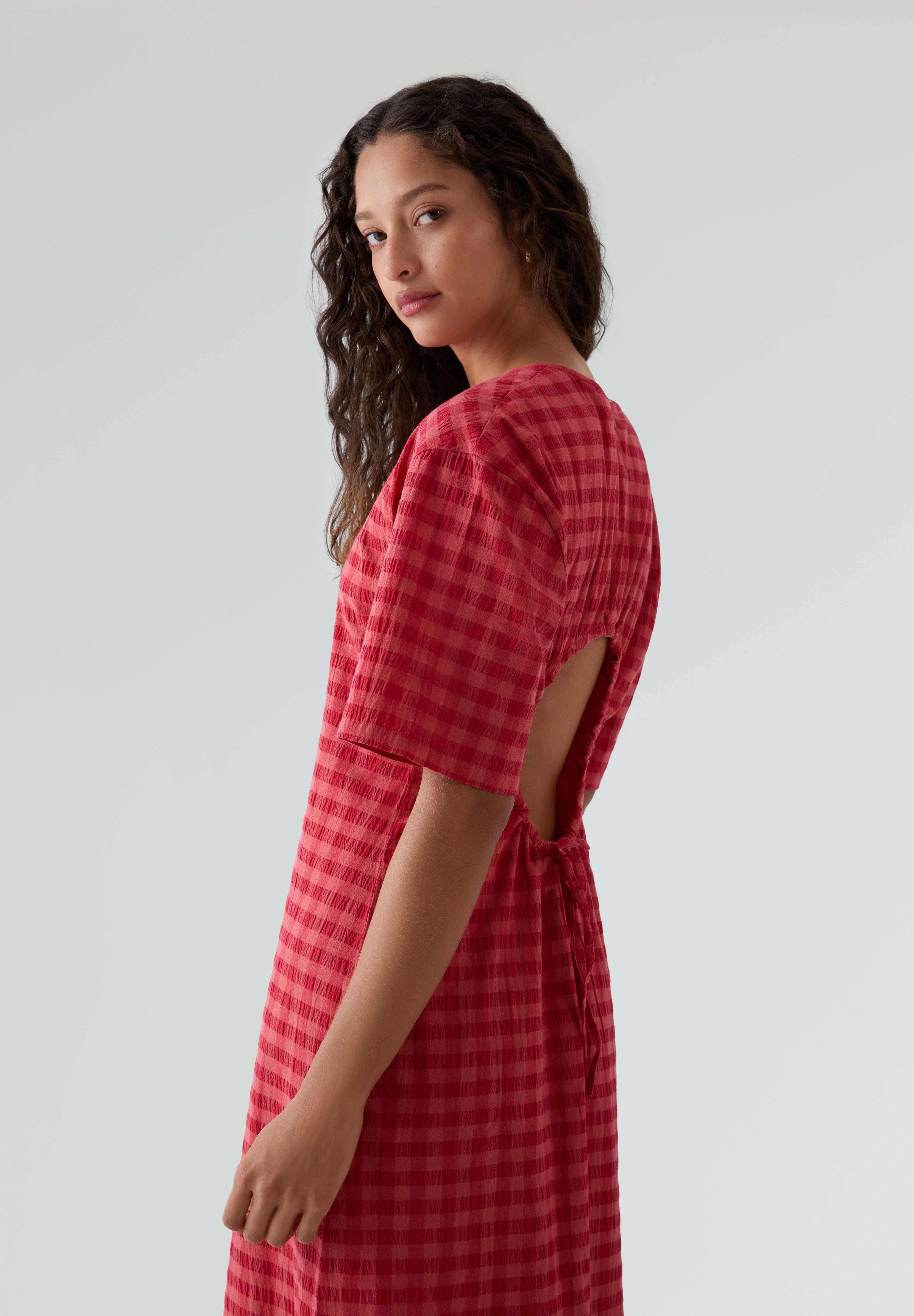 THINKING MU | VESTIDO CHECKS SEERSUCKER KINA MUJER