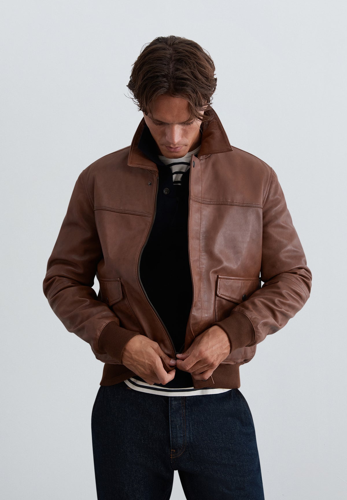 CHAQUETA PIEL BOLSILLOS