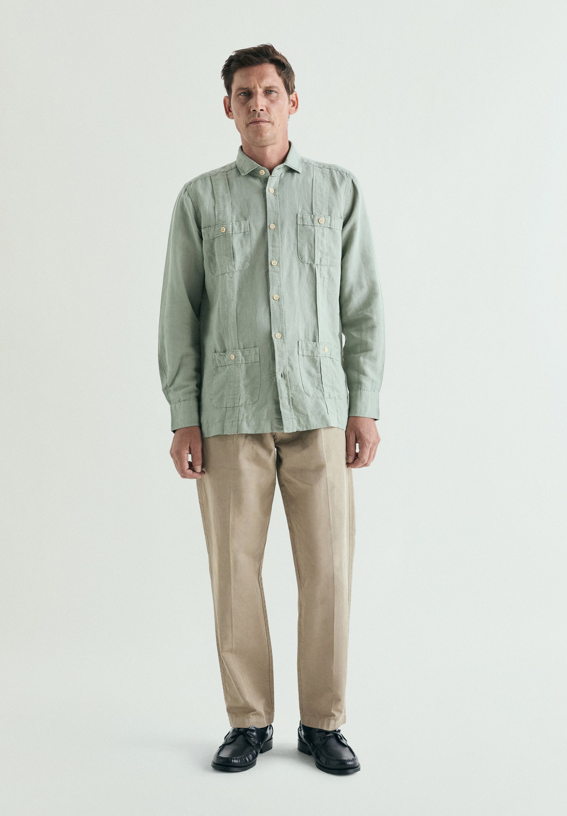 トップス 20ss Senelier squaters shirts size2khaki CAMISA SAHARIANA LINO – Scalpers