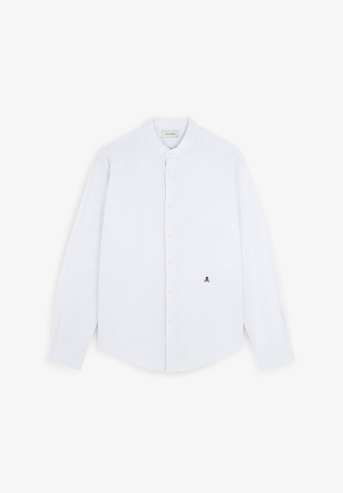 SCSTRIPED LINEN MAO SHIRT